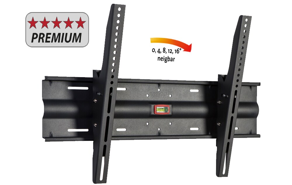 VCM Universal TV Wandhalterung 32-70 Zoll bis 45 kg bis 16 Grad neigbar kippbar VESA bis max. 600x400 Halter Fernsehhalter mit Wasserwaage …