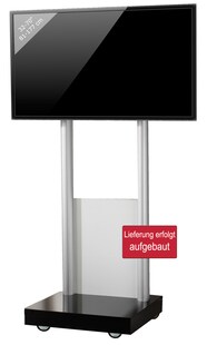 VCM TV Standfuß aufgebaut | 32-70 Zoll  bis 45 kg | VESA max. 600x400 | Fernsehwagen Ständer Alu | TV Bodenständer Maße ca. H. 177 x B. 70 x T. 65 | Rollwagen mit Rollen | Fernsehstand Monte Visolo 1 