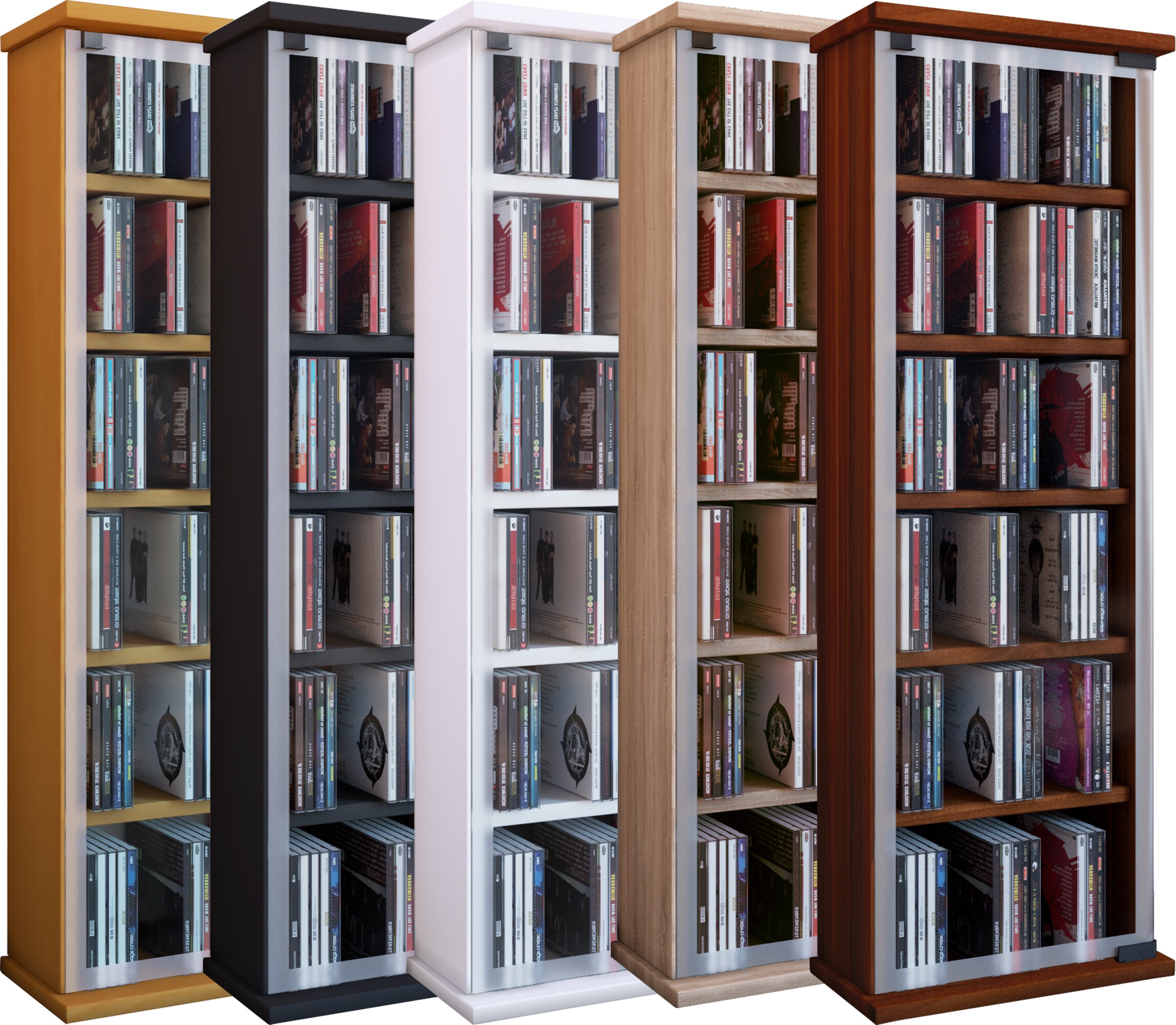 VCM CD Regal Holz | CD Schrank mit ESG-Sicherheitsglast&uuml;ren f&uuml;r 204 CDs oder 72 DVDs | Ma&szlig;e: H. 92 x B. 31 x T. 18 cm | Blu ray Regal | CD Regal - Classic 