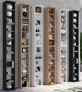 VCM Holzregal stehend | platzsparender CD Schrank für 204 CDs oder 72 DVDs | Maße: H. 180 x B. 21 x T. 20 cm | Elegantes DVD Regal stehend | Blu-Ray Regal | CD Regal - Bigol 