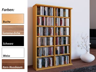 VCM Holz CD DVD Stand Regal | CD Regal mit Platz für 300 CDs oder 130 DVDs oder 72-Videos | Maße: H. 92 x B. 60 x T. 18 cm. | Elegantes DVD Regal | Blu ray Regal | CD Regal - Ronul 