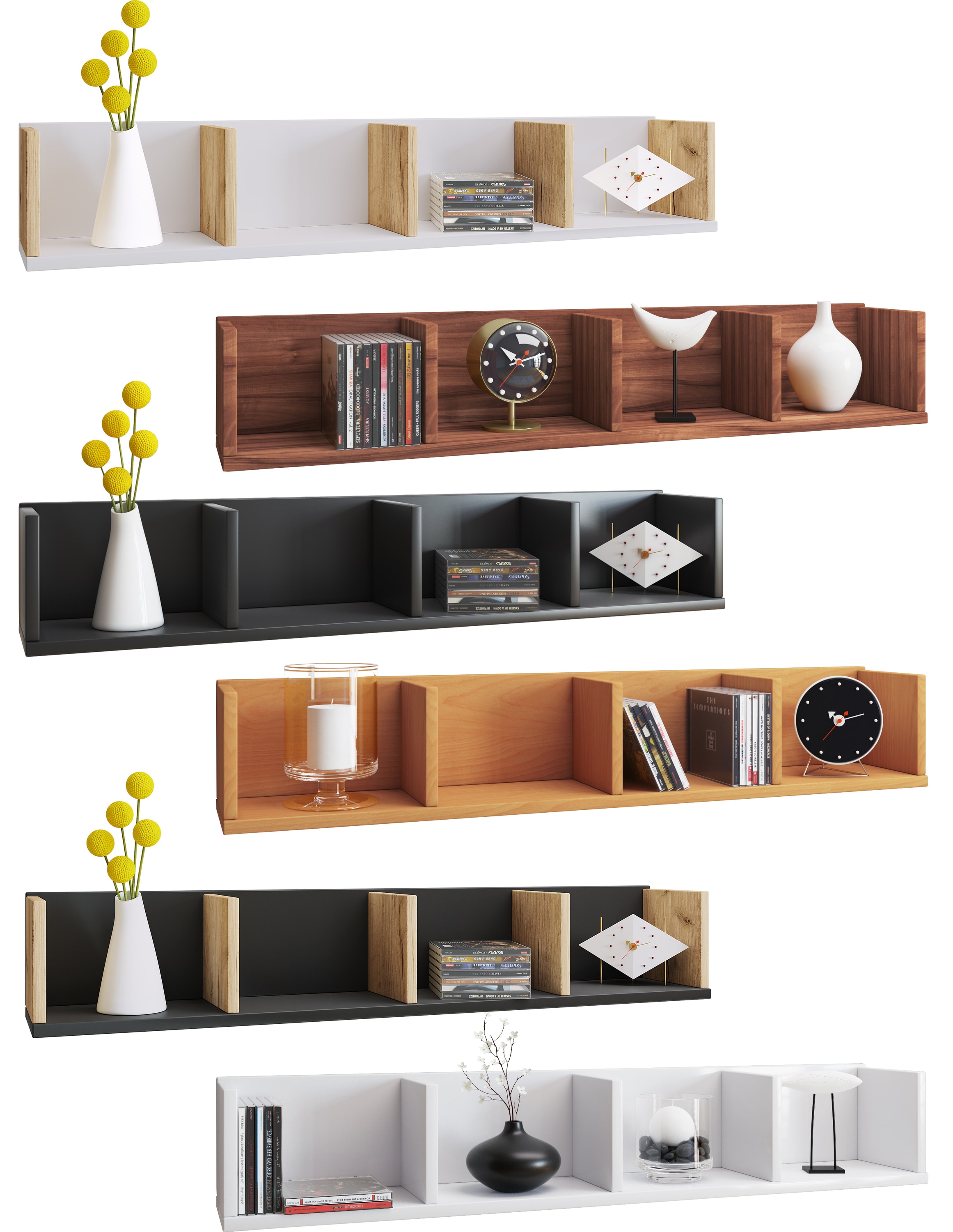 VCM Holzregal h&auml;ngend | platzsparendes Regal | Ma&szlig;e: H. 15 x B. 97 x T. 17 cm | Elegantes Regal h&auml;ngend | Aufbewahrungsregal | B&uuml;cherregal | Wandboard - Honsa 