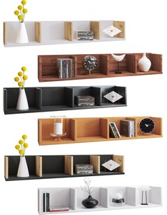 VCM Holzregal hängend | platzsparendes Regal | Maße: H. 15 x B. 97 x T. 17 cm | Elegantes Regal hängend | Aufbewahrungsregal | Bücherregal | Wandboard - Honsa 