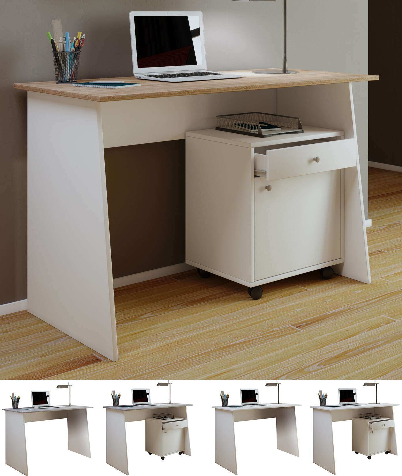 VCM Computertisch Maße ca. H. 74 x B. 110 x T. 50 cm stylische Seitenteile Schreibtisch – Masola Maxi