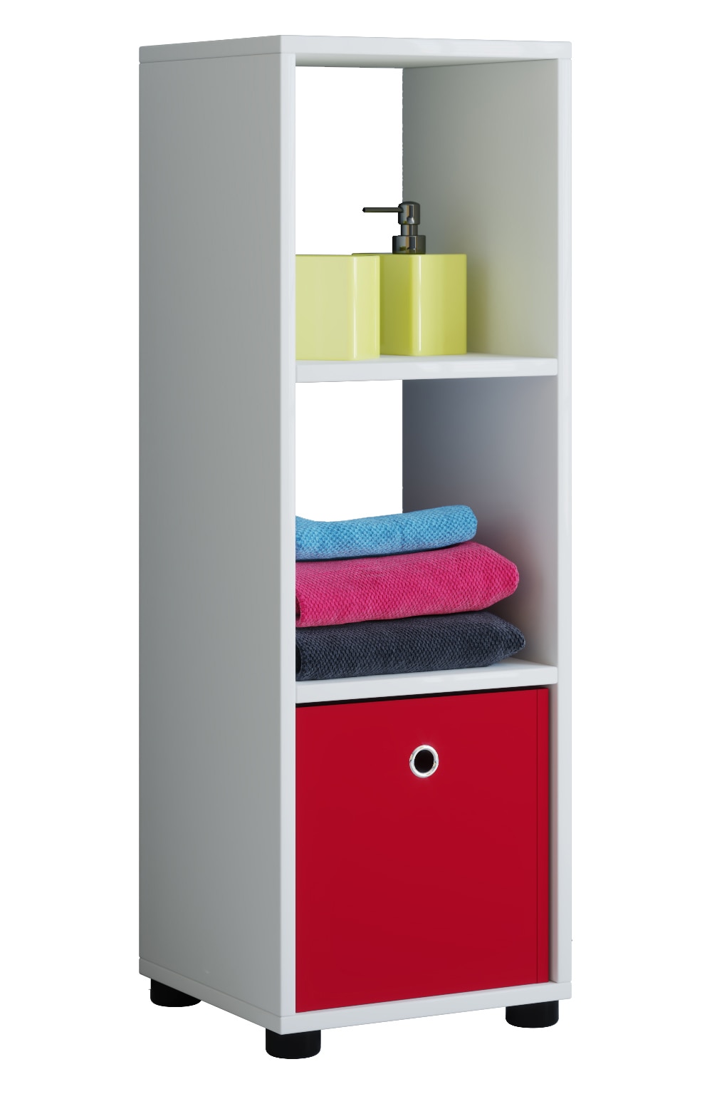 VCM Holz Badregal | Badschrank | Ma&szlig;e: H. 93 x B. 31 x T. 30 cm - Benos-3 Fach 