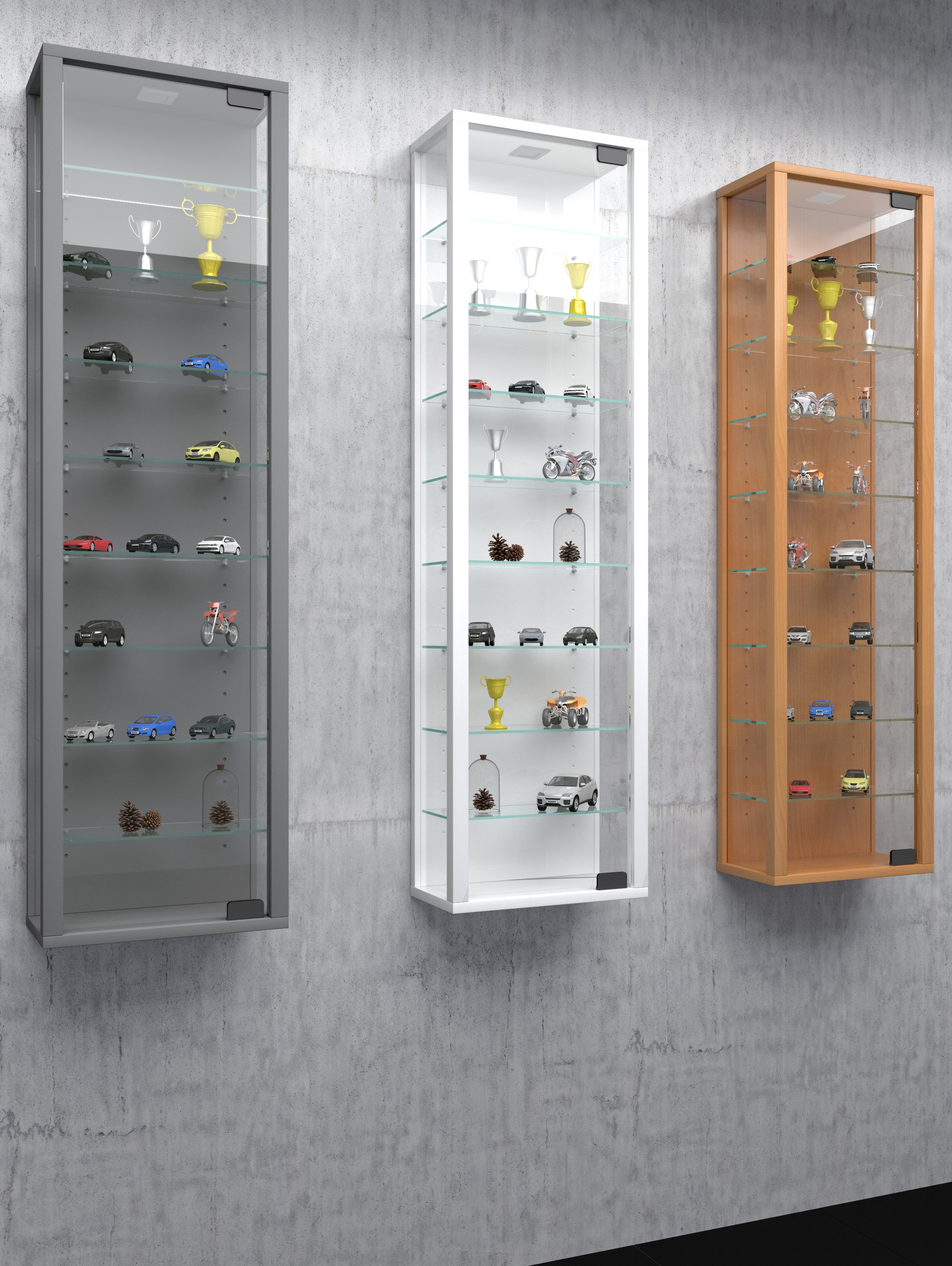 VCM Glasvitrine h&auml;ngend | Vitrine Glas mit ESG-Sicherheitsglas | Ma&szlig;e ca. H. 115 x B. 33 x T. 18 cm| H&auml;ngevitrine Glas | Modern und platzsparend | Glas Vitrinenschrank -  Stano Maxi 