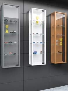 VCM Glasvitrine hängend | Vitrine Glas mit ESG-Sicherheitsglas | Maße ca. H. 115 x B. 33 x T. 18 cm| Hängevitrine Glas | Modern und platzsparend | Glas Vitrinenschrank - Stano Mini 