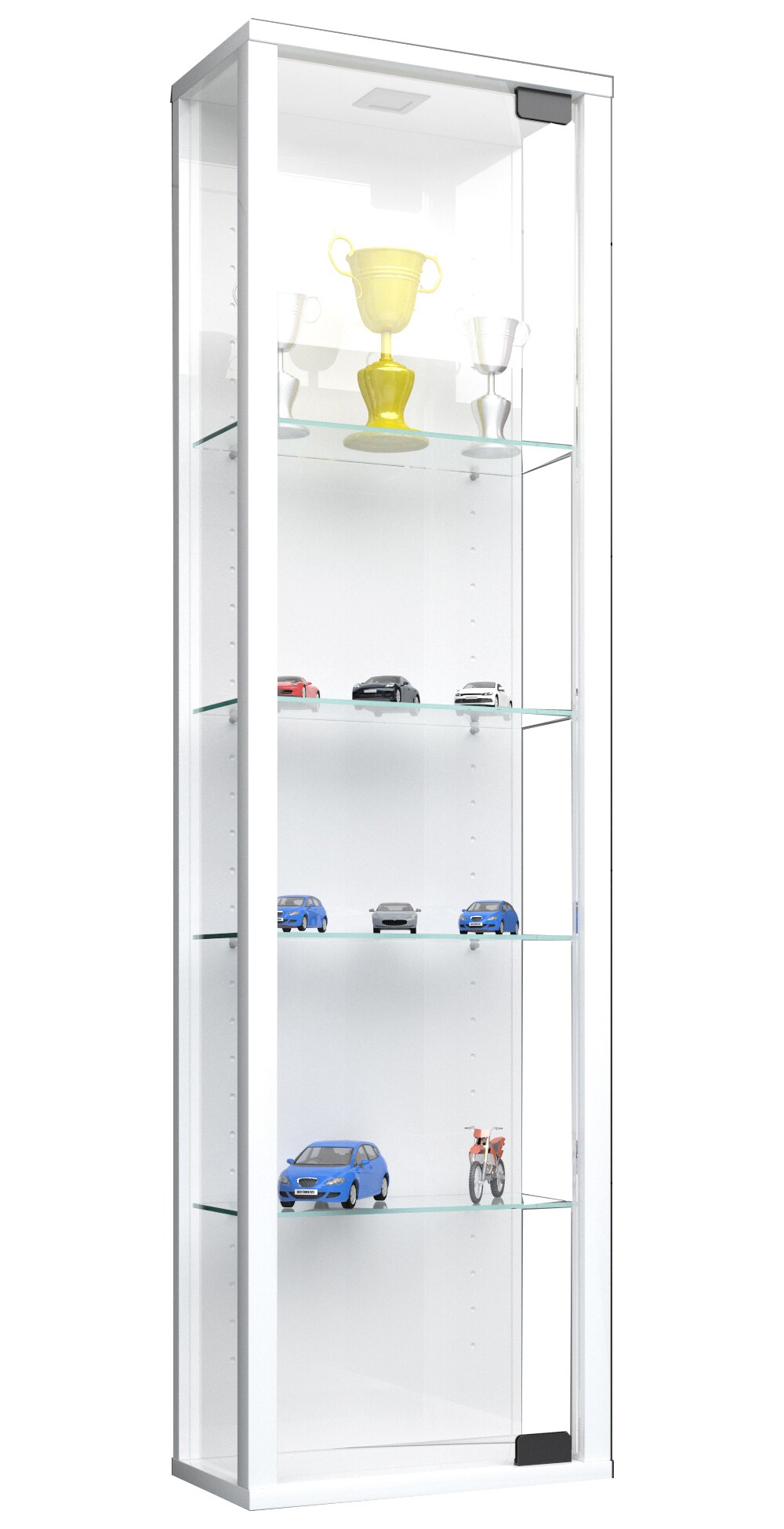 VCM Glasvitrine hängend | Vitrine Glas mit ESG-Sicherheitsglas | Maße ca. H. 115 x B. 33 x T. 18 cm| Hängevitrine Glas