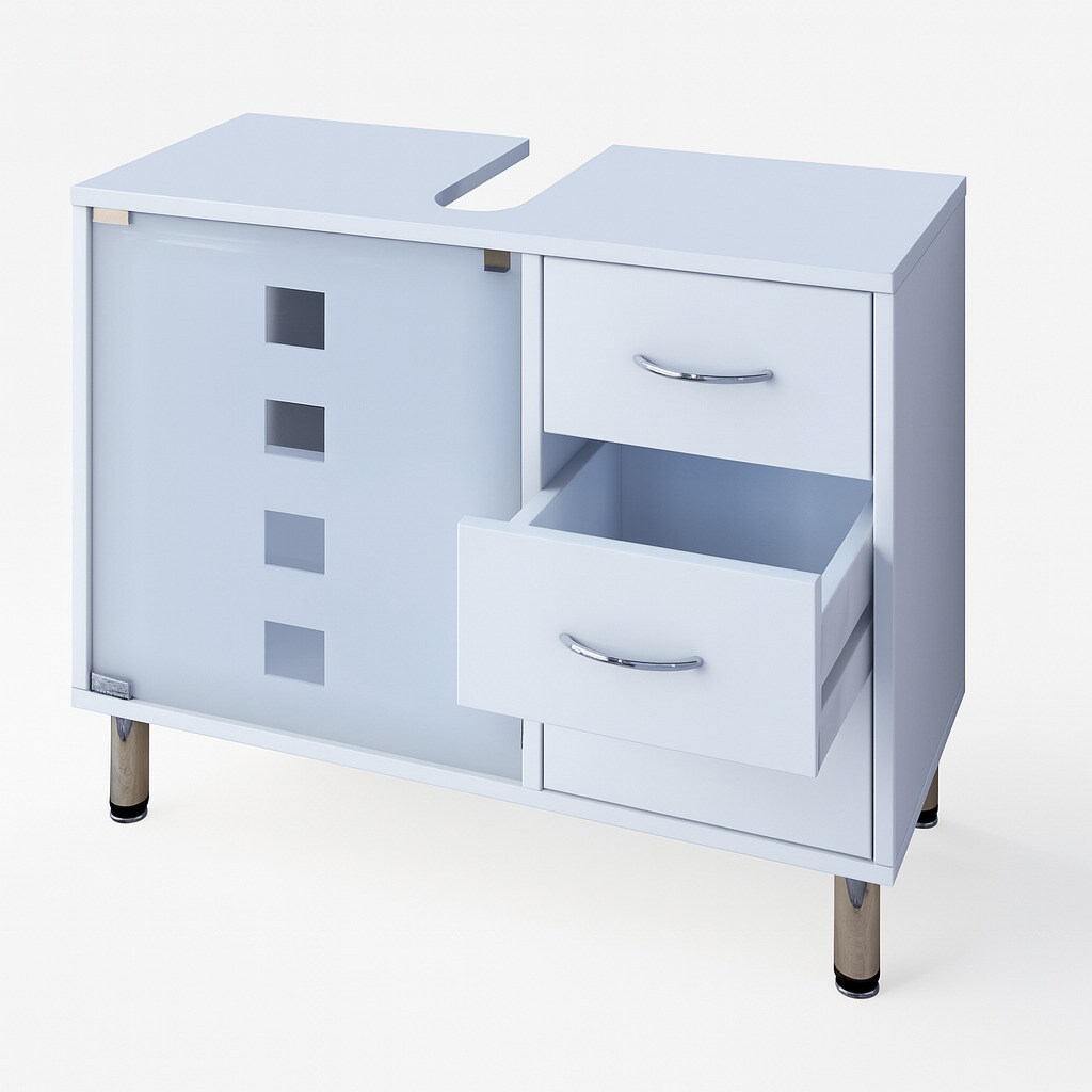 VCM Waschbeckenunterschrank | Badschrank | Maße: H. 60 x B. 60 x T. 30 cm | 2 Seitenteile aus Metall | Korpus aus Holz | 2 große Drehtüren - Edino bei online bestellen