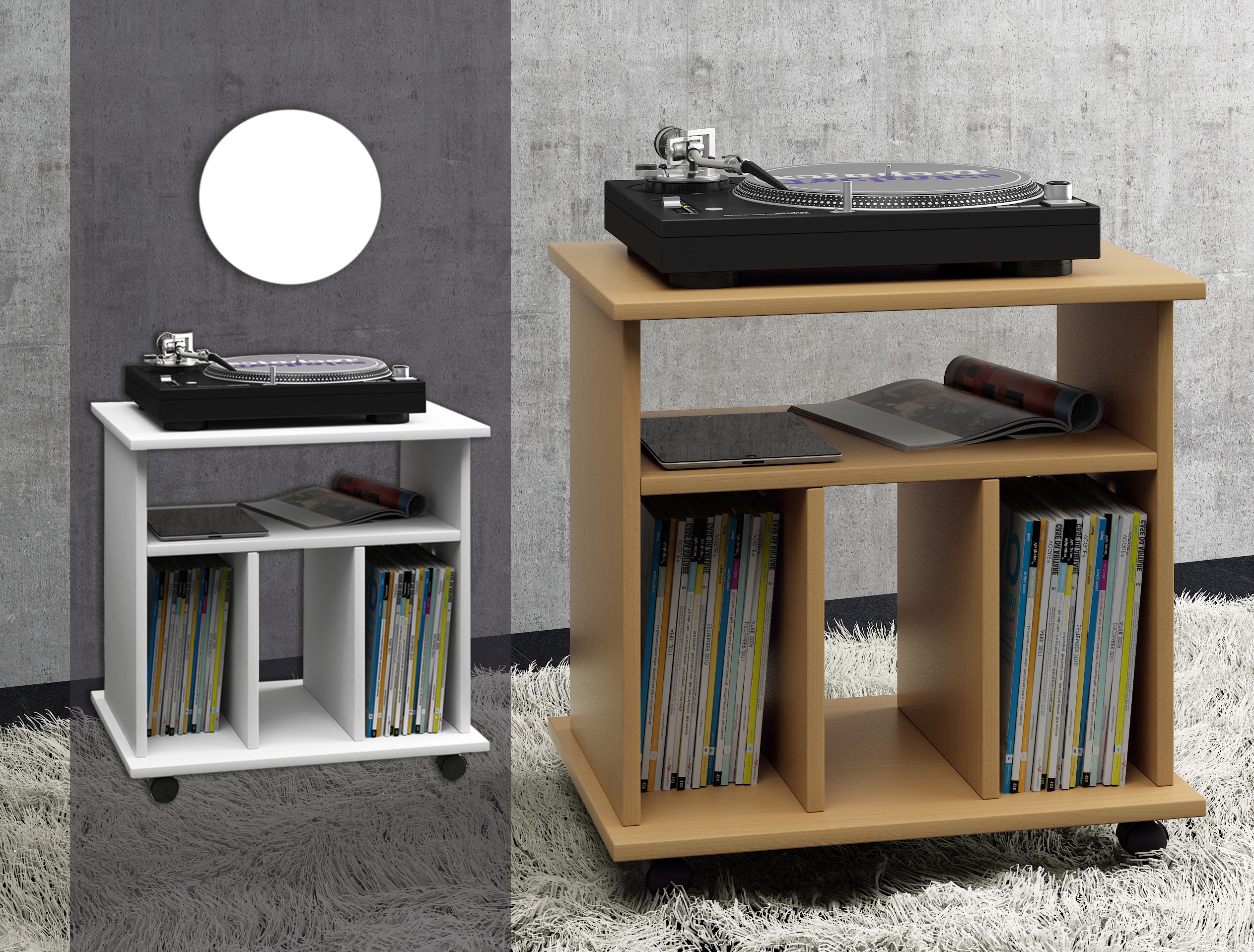 VCM Holz Beistelltisch | Couchtisch schlicht | Sofatisch Rollen | Ma&szlig;e ca. H. 59 x B. 60 x T. 45 cm | rollbar Kaffeetisch - Tabina 