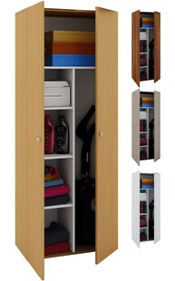 VCM Holz-Besenschrank | 6 Fächer | Maße ca. B. 70 x H. 178 x T. 40 cm | Haushaltsschrank | Mehrzweckschrank - Vandol 