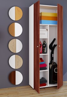 VCM Besenschrank | 6 Fächer | Maße: B. 70 x  H. 178 x T. 40 cm | Haushaltsschrank | Mehrzweckschrank |  Vandol 