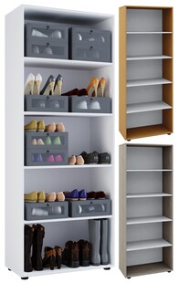 VCM Holz-Regal | Maße: B. 70 x H. 178 x T. 40 cm | 5 Fächer | Allzweckregal | Schuhregal | ohne Türen – Vandol 