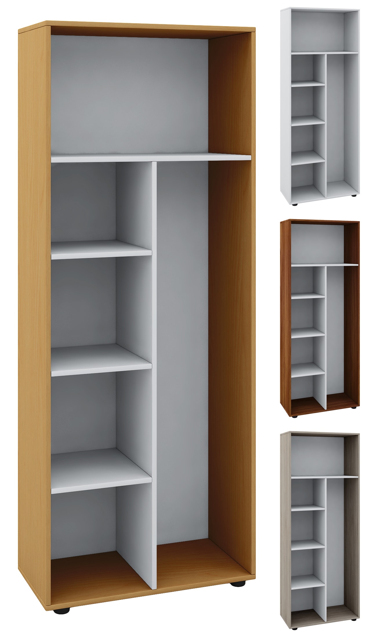VCM Holz-Besenregal | 6 F&auml;cher | Ma&szlig;e: . 70 x H. 178 x T. 40 cm | Putzschrank Regal | ohne T&uuml;ren - Vandol 