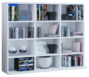 VCM Holzregal stehend | platzsparender CD-Schrank für 480 CDs oder 224 DVDs | Maße:H. 82 x B. 102 x T. 23 cm | Elegantes DVD Regal stehend | Blu-Ray Regal | CD Regal  Megosa L 