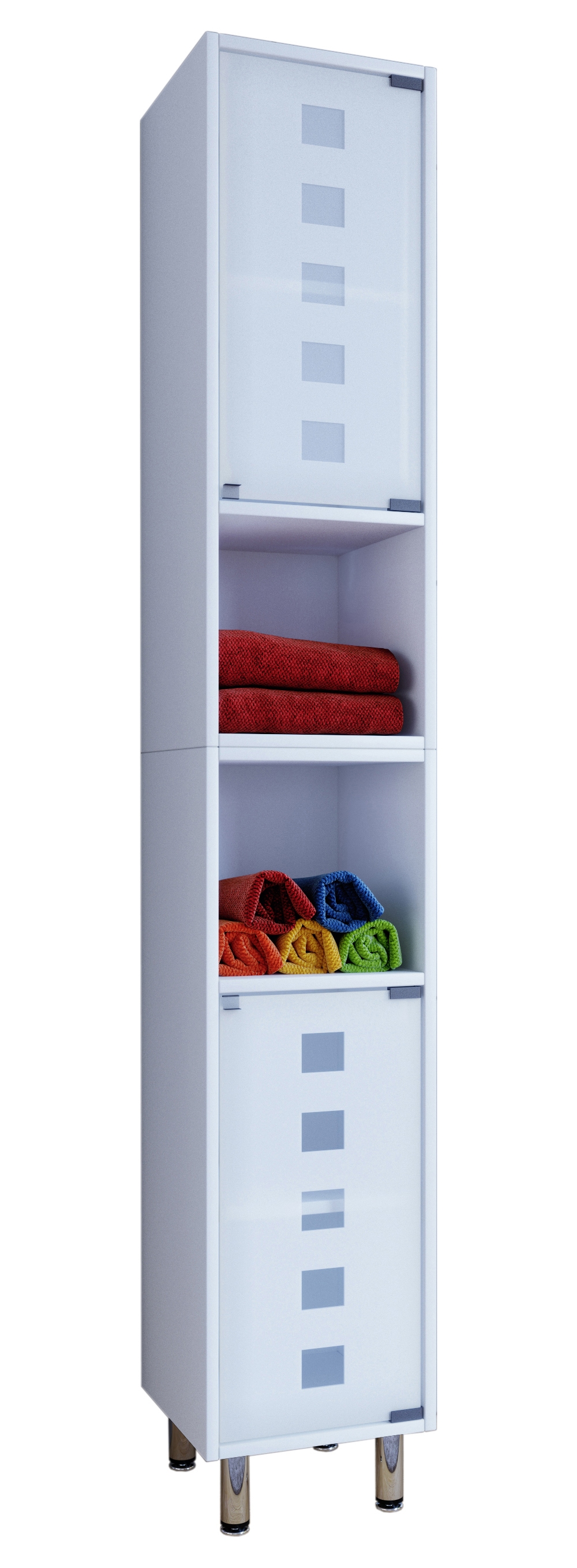 VCM Holz Badezimmerschrank | Badm&ouml;bel mit eleganter Mattglast&uuml;r | Ma&szlig;e ca. H. 180 x B. 30 x T. 30 cm | Stand Badschrank | Hochschrank - Darola 