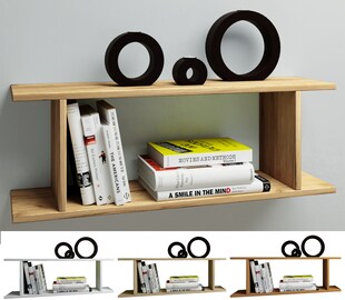 VCM Holzregal hängend | platzsparendes Regal | Maße:  H. 28 x B. 80 x T. 20 cm | Elegantes Regal hängend | Aufbewahrungsregal | Bücherregal | Wandboard - Sirola Mini 