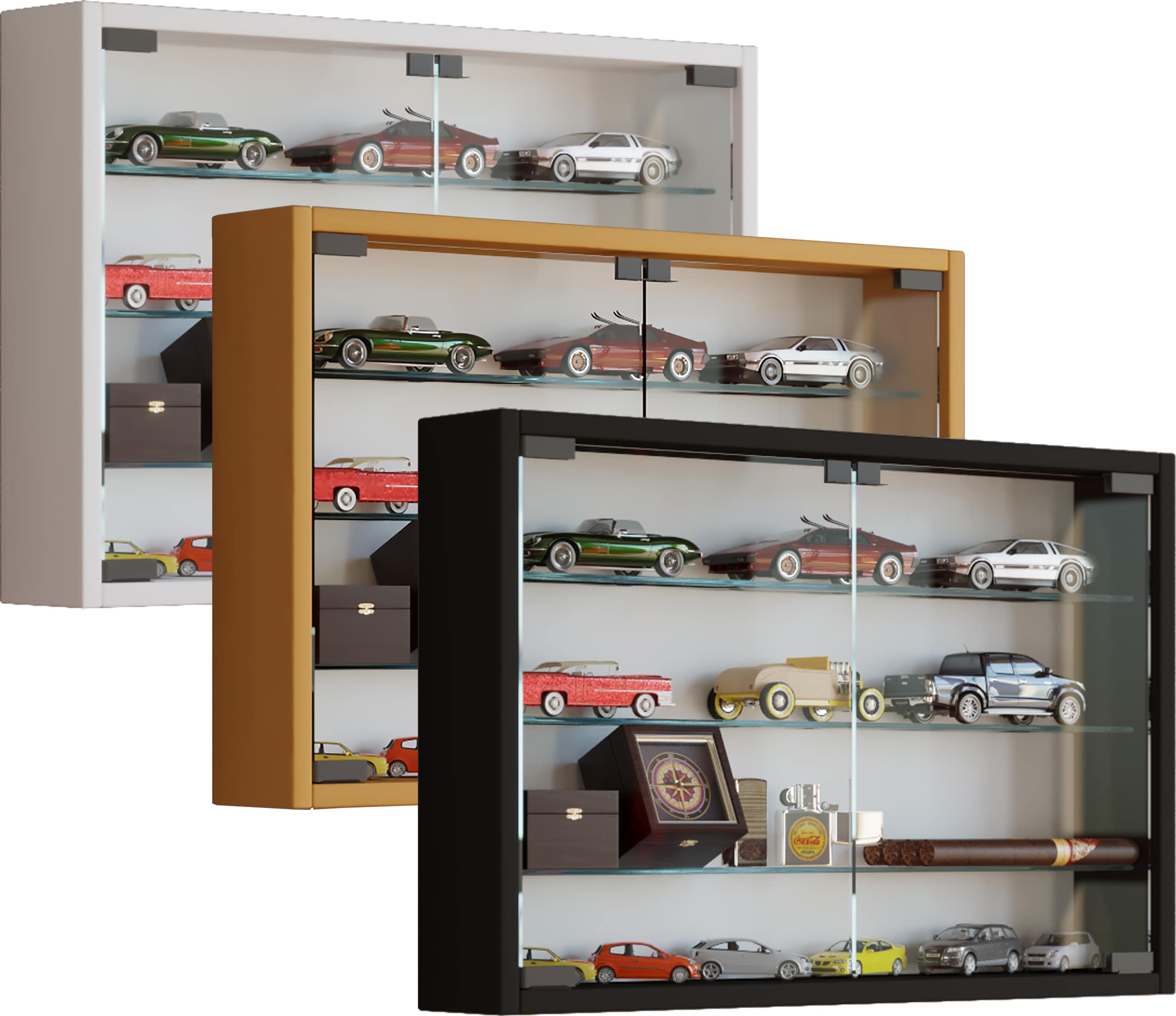 VCM Glasvitrine h&auml;ngend | Vitrine Glas mit ESG-Sicherheitsglas | Ma&szlig;e ca H. 40 x B. 60 x T. 10 cm | H&auml;ngevitrine Glas | Modern und platzsparend | Glas Vitrinenschrank - Mandosa M 