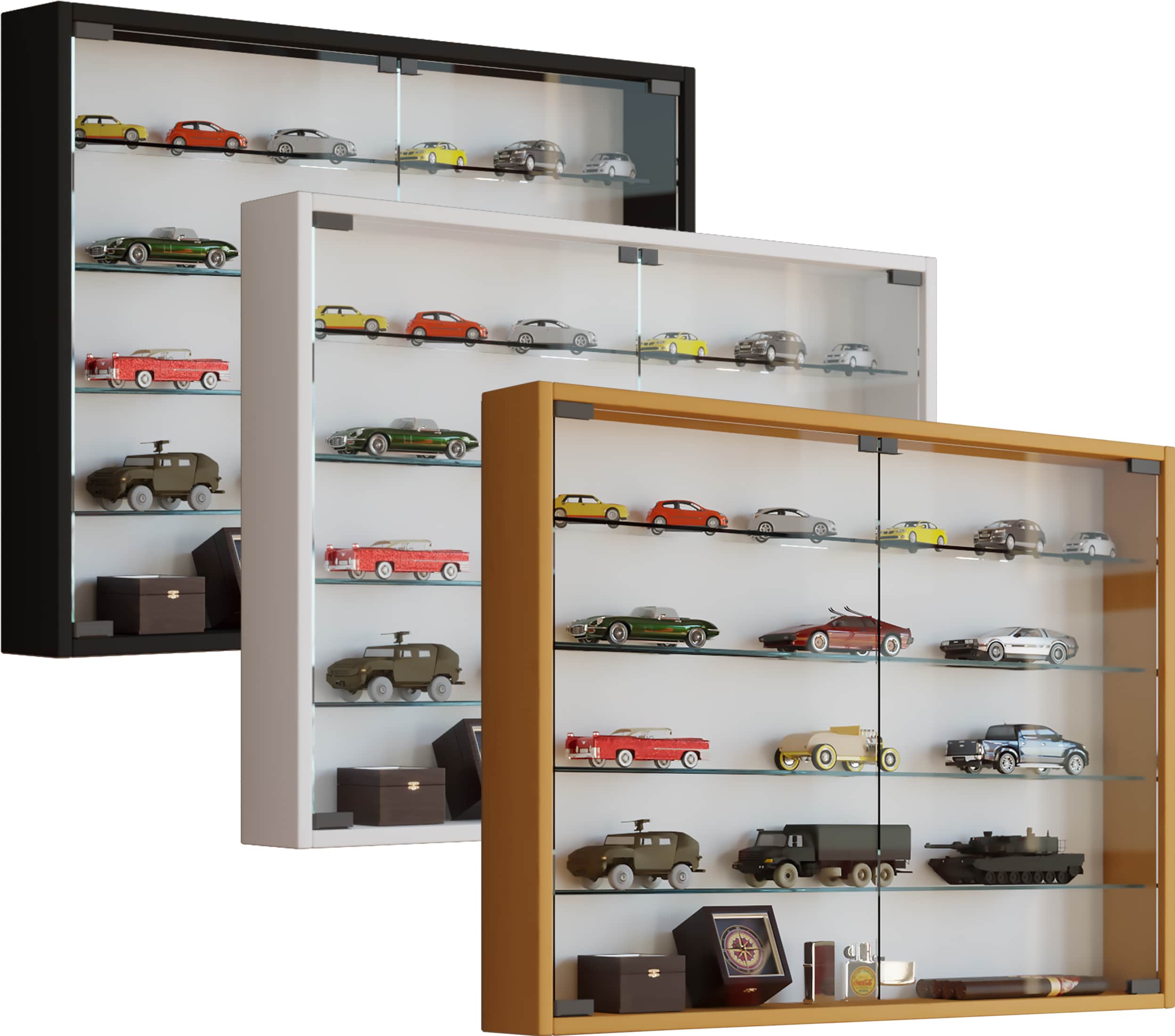 VCM Glasvitrine h&auml;ngend | Vitrine Glas mit ESG-Sicherheitsglas | Ma&szlig;e ca. H. 60 x B. 80 x T. 10 cm | H&auml;ngevitrine Glas | Modern und platzsparend | Glas Vitrinenschrank - Mandosa L 