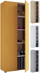 VCM Holz Schrank | Maße B. 70 x H. 178 x T. 40 cm | 5 Fächer | Allzweckschrank | Schuhschrank | mit zwei Drehttüren – Vandol 