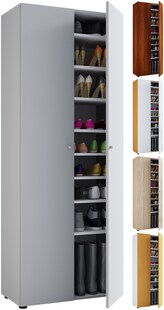 VCM Holz-Schuhschrank | Maße: B. 70 x H. 178 x T. 40 cm | Allzweckschrank | 9 Fächer - Vandol 