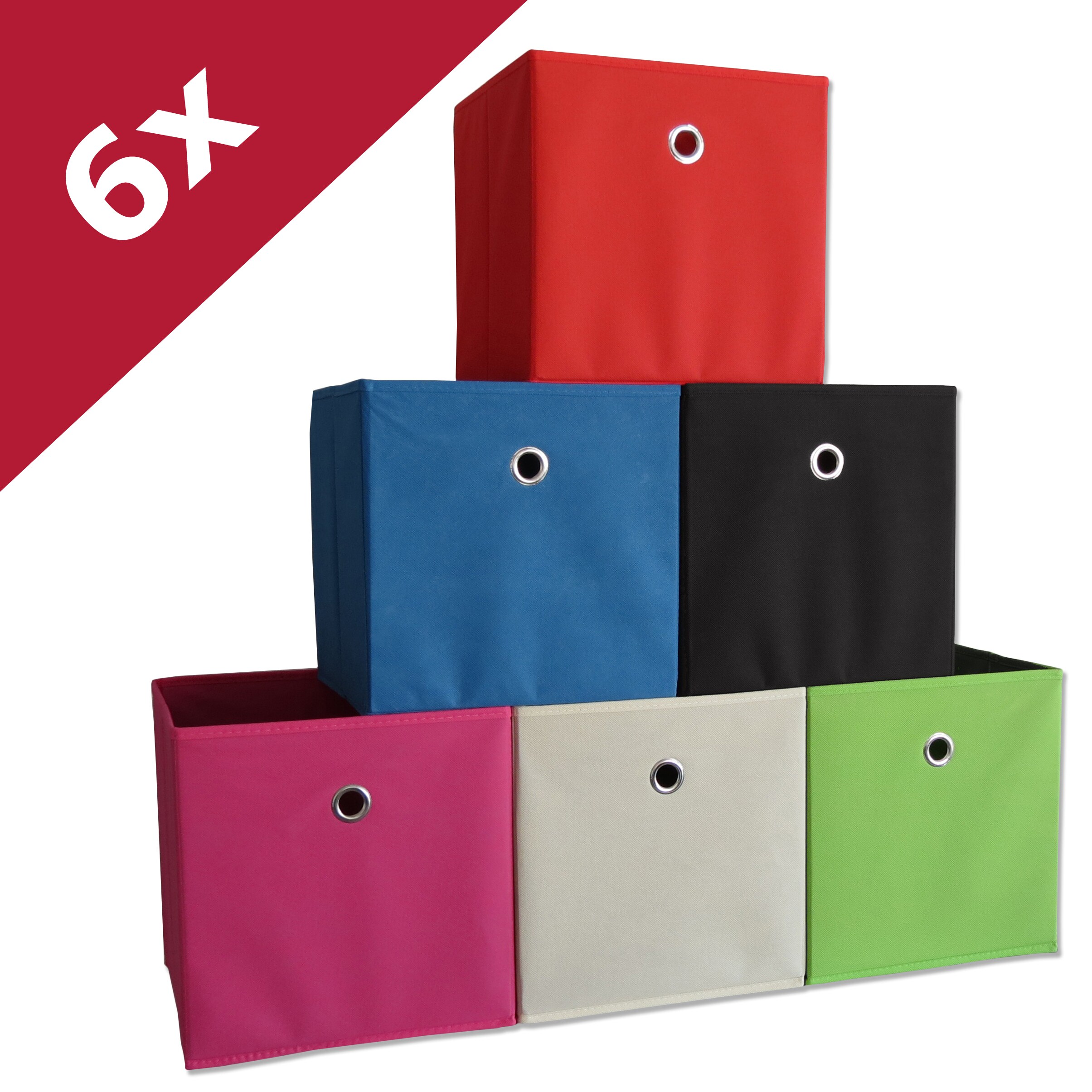 VCM 6er Set Faltbox | Klappbox Stoff Kiste | Faltschachtel | Ma&szlig;e ca. H. 28 x B. 27 x T. 27 cm | Regalbox - Boxas 