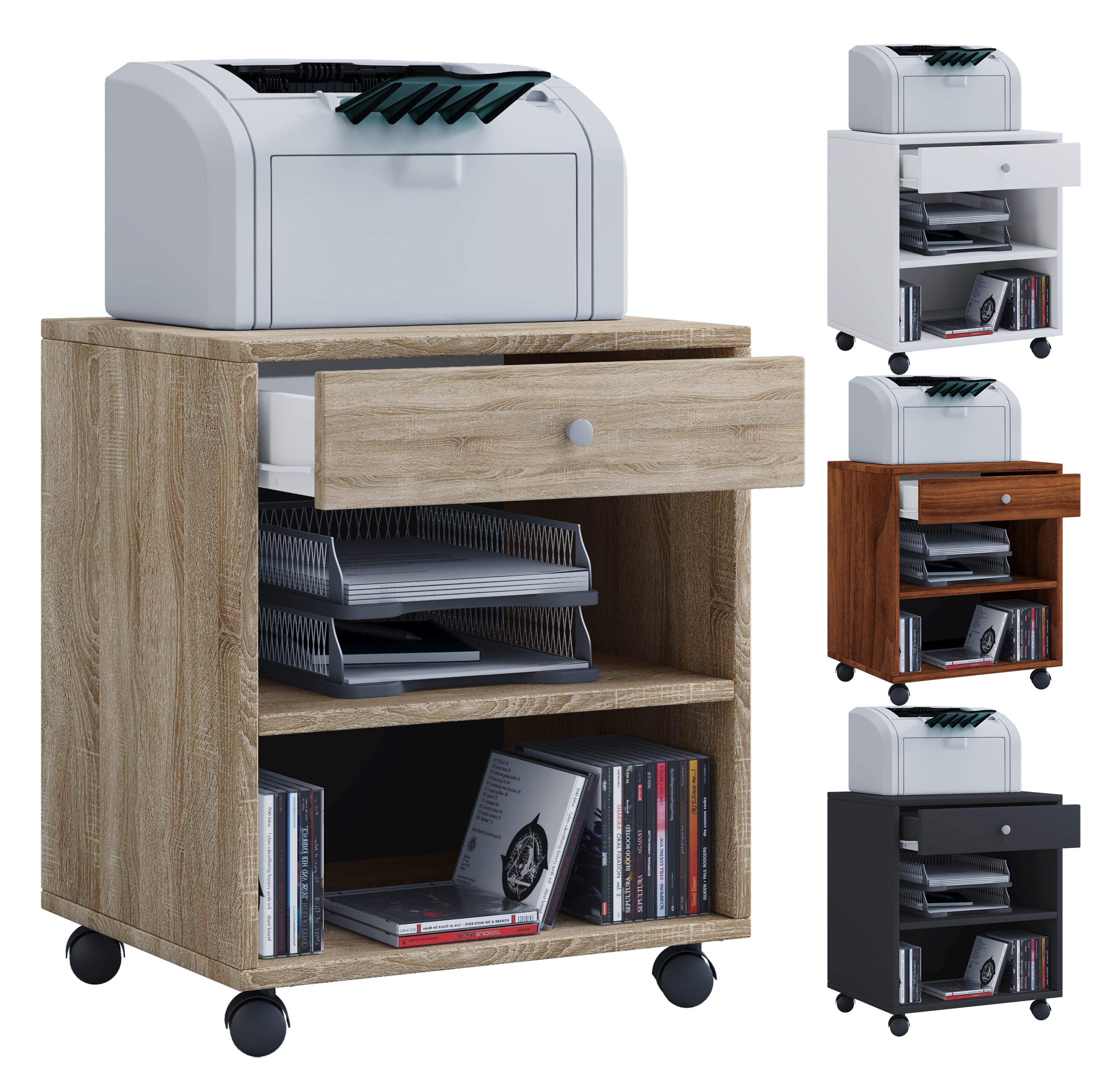 VCM Rollcontainer | Beistellcontainer mit zwei offenen F&auml;chern | Ma&szlig;e ca. H. 54 x B. 45 x T. 38 cm | B&uuml;rocontainer - Salda 