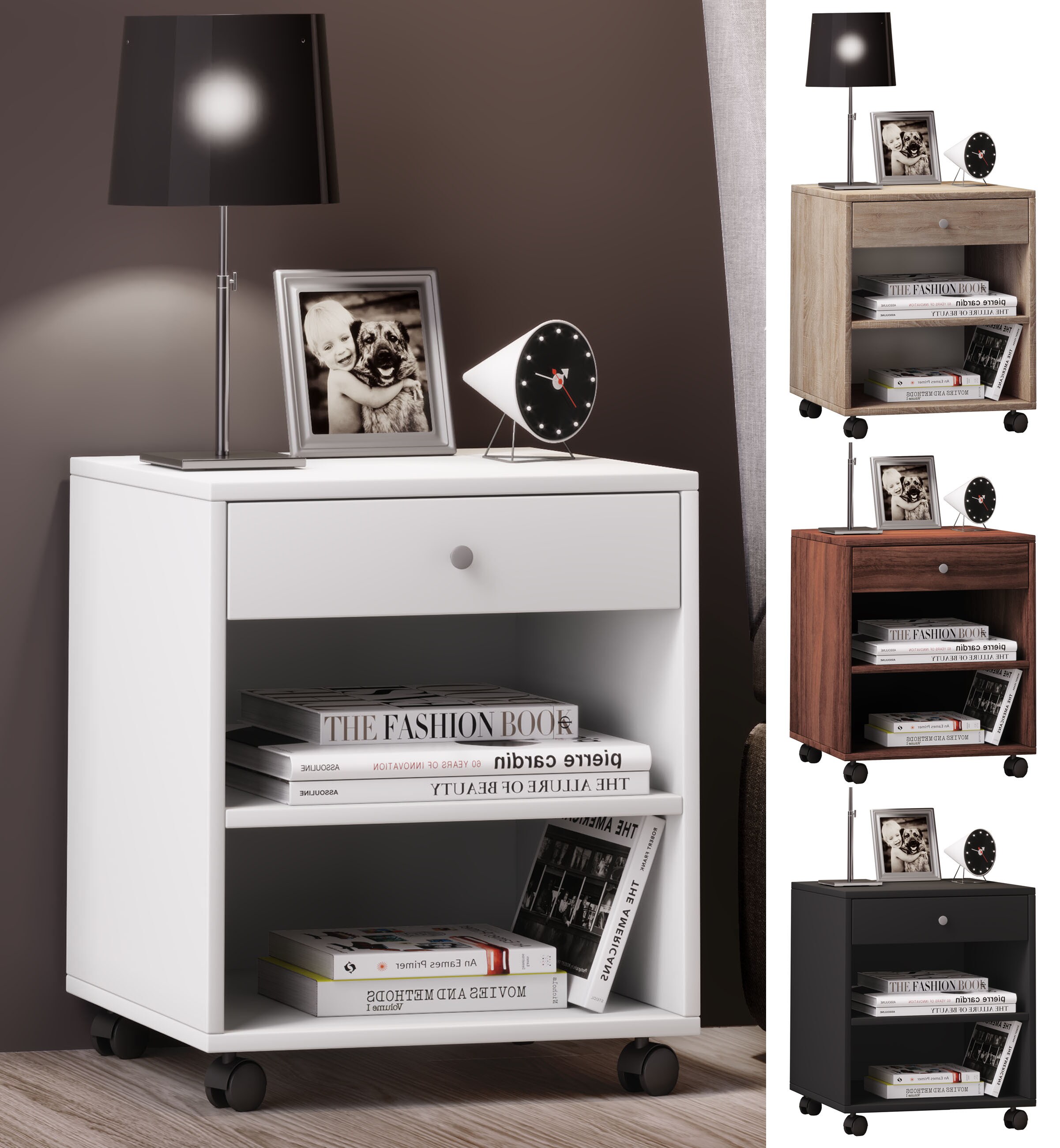 VCM Rollbarer Nachtschrank Rolda 