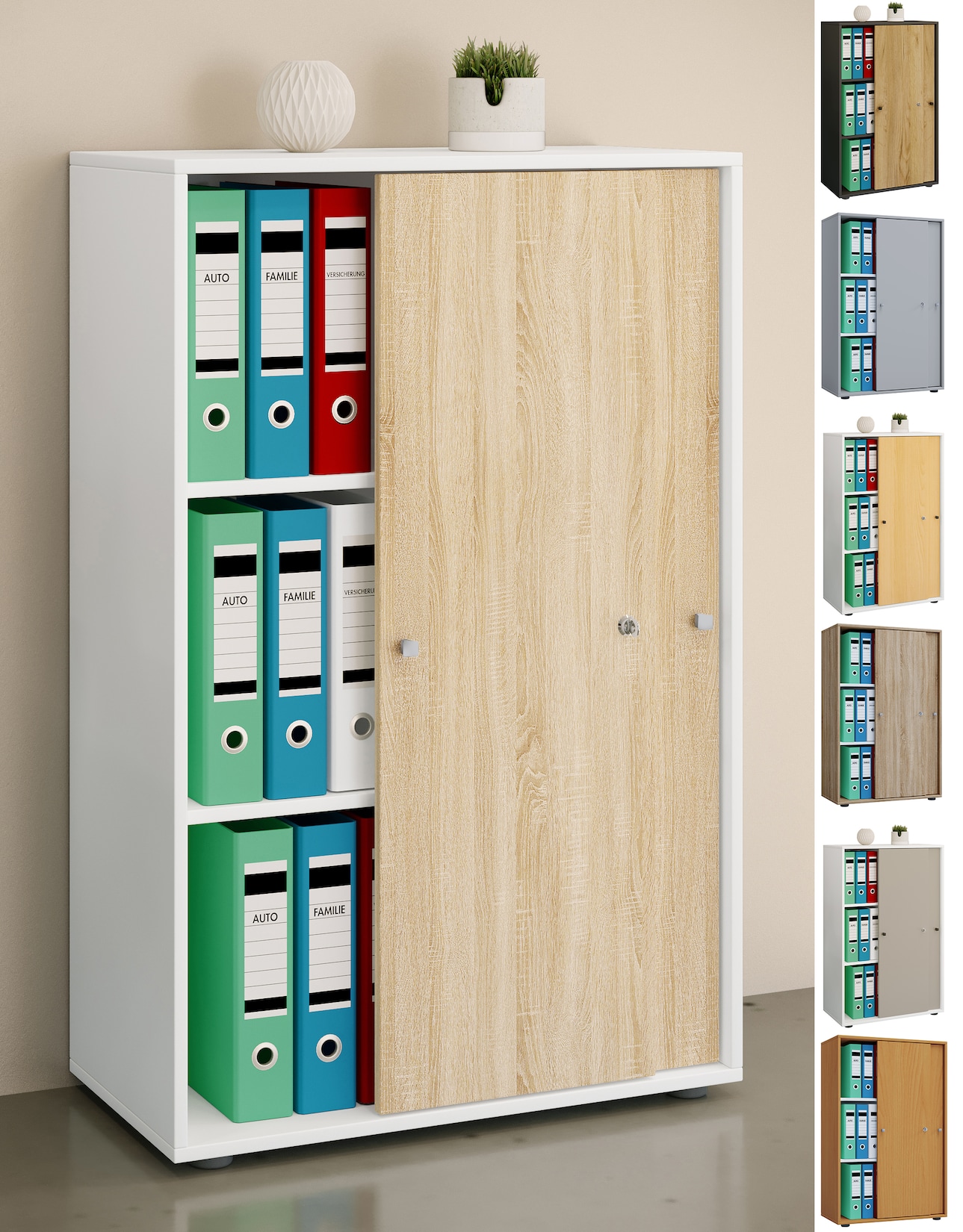 VCM Aktenschrank mit Schiebetüren Lona 3 Fächer