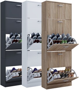VCM Holz Schuhschrank | Maße: H. 170 x B. 59 x T. 22 cm | 5 Klappen - Sipos XL 