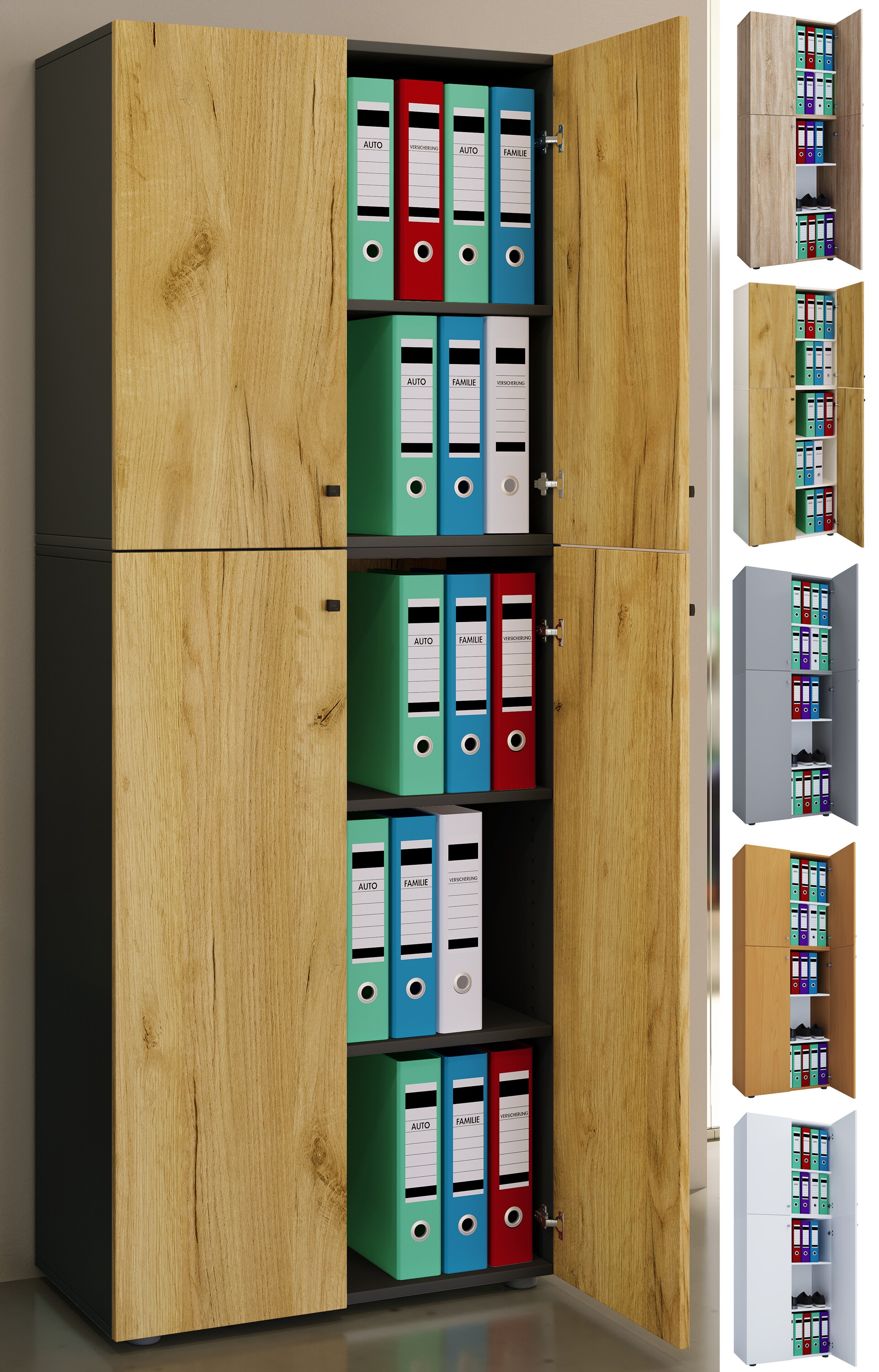VCM Aktenschrank mit Dreht&uuml;ren Lona 5 F&auml;cher 