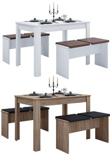 VCM Essgruppe | Küchentisch Set |Tischgruppe | Maße Tisch ca. H. 75 x B. 110 x T. 70 cm | Mit zwei Sitzbänke | Esstisch Set - Esal XL 