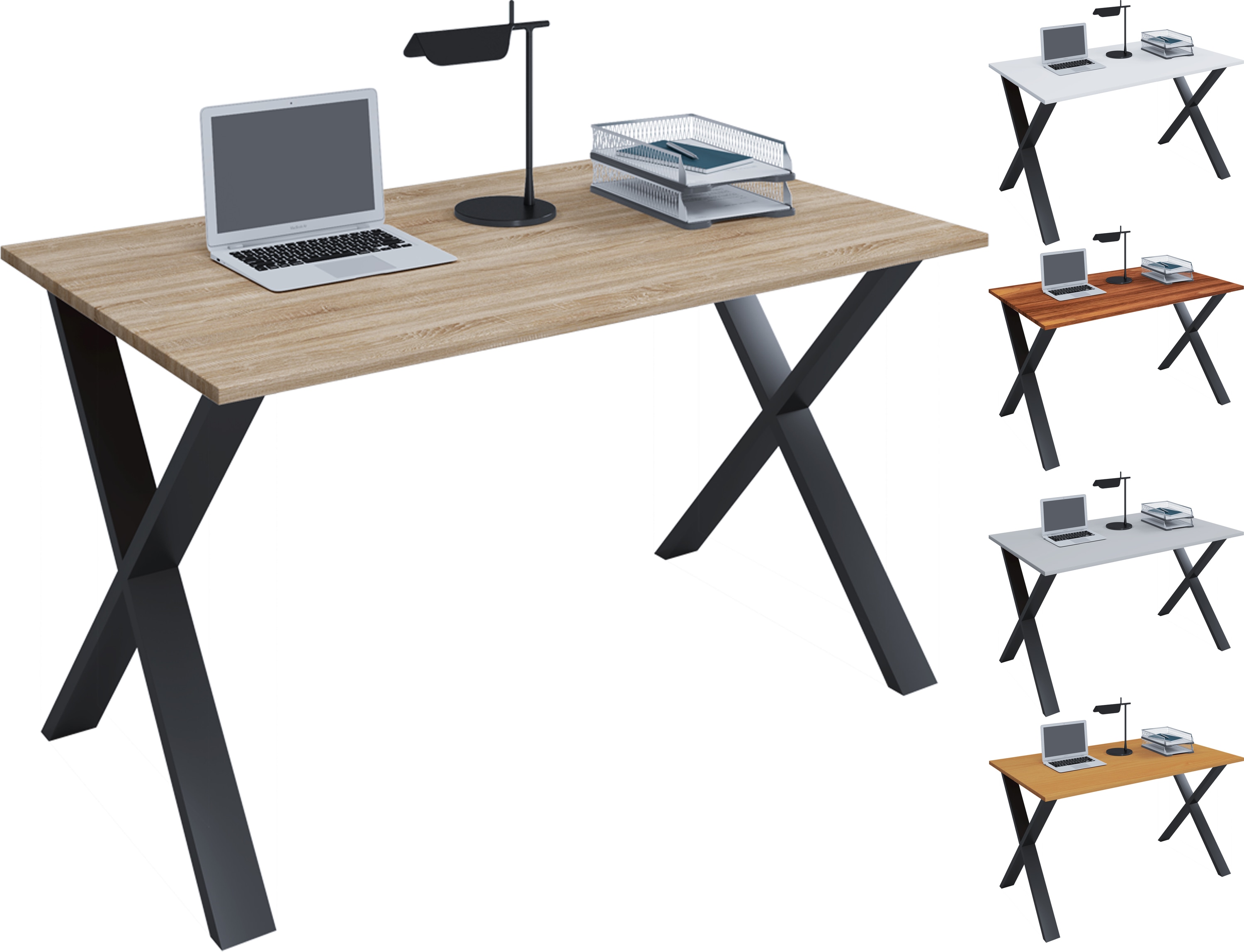 VCM Holz Schreibtisch | H. 76 x B. 80 x T. 50 cm | Computertisch schlicht | F&uuml;&szlig;e aus hochwertigem Metall | Arbeitstisch | B&uuml;rom&ouml;bel - Lona U 