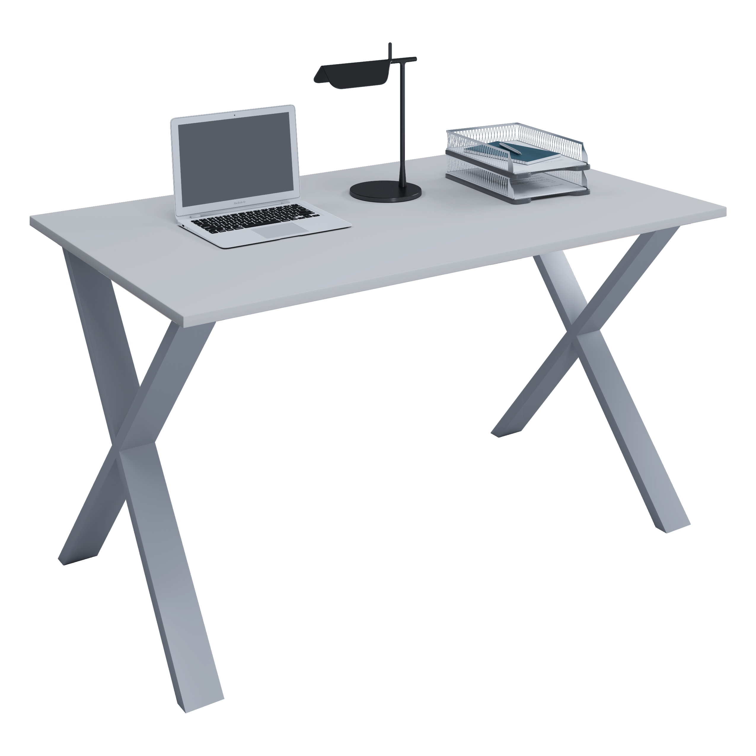 VCM Holz Schreibtisch | H. 76 x B. 110 x T. 50 cm | Computertisch schlicht | F&uuml;&szlig;e aus hochwertigem Metall | Arbeitstisch | B&uuml;rom&ouml;bel - Lona U 