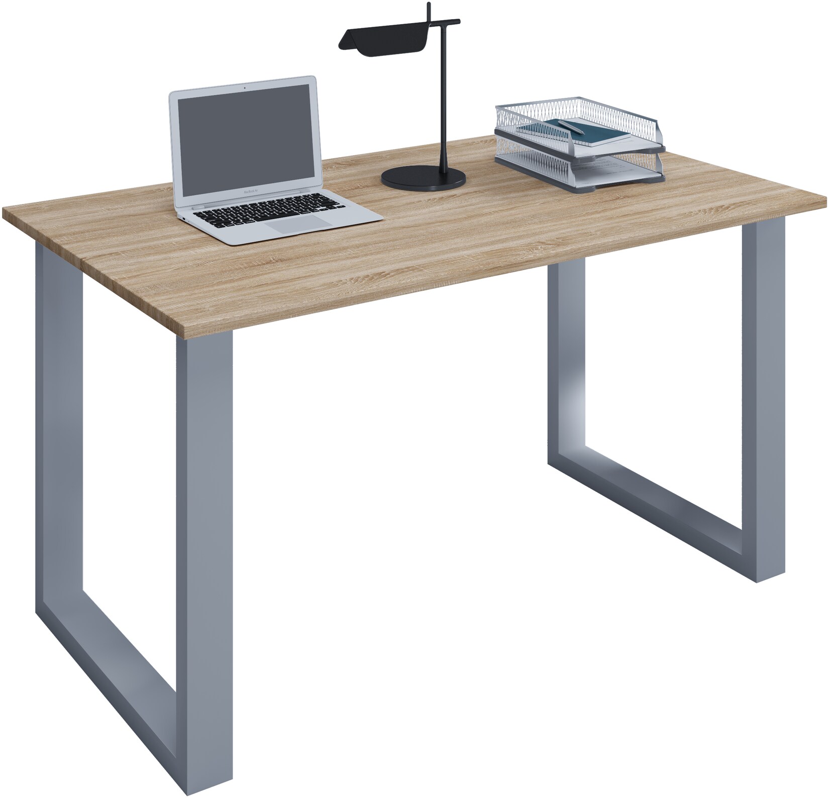 VCM Holz Schreibtisch H. 76 x B. 110 x T. 50 cm Computertisch schlicht Füße aus hochwertigem Metall Arbeitstisch Büromöbel - Lona U