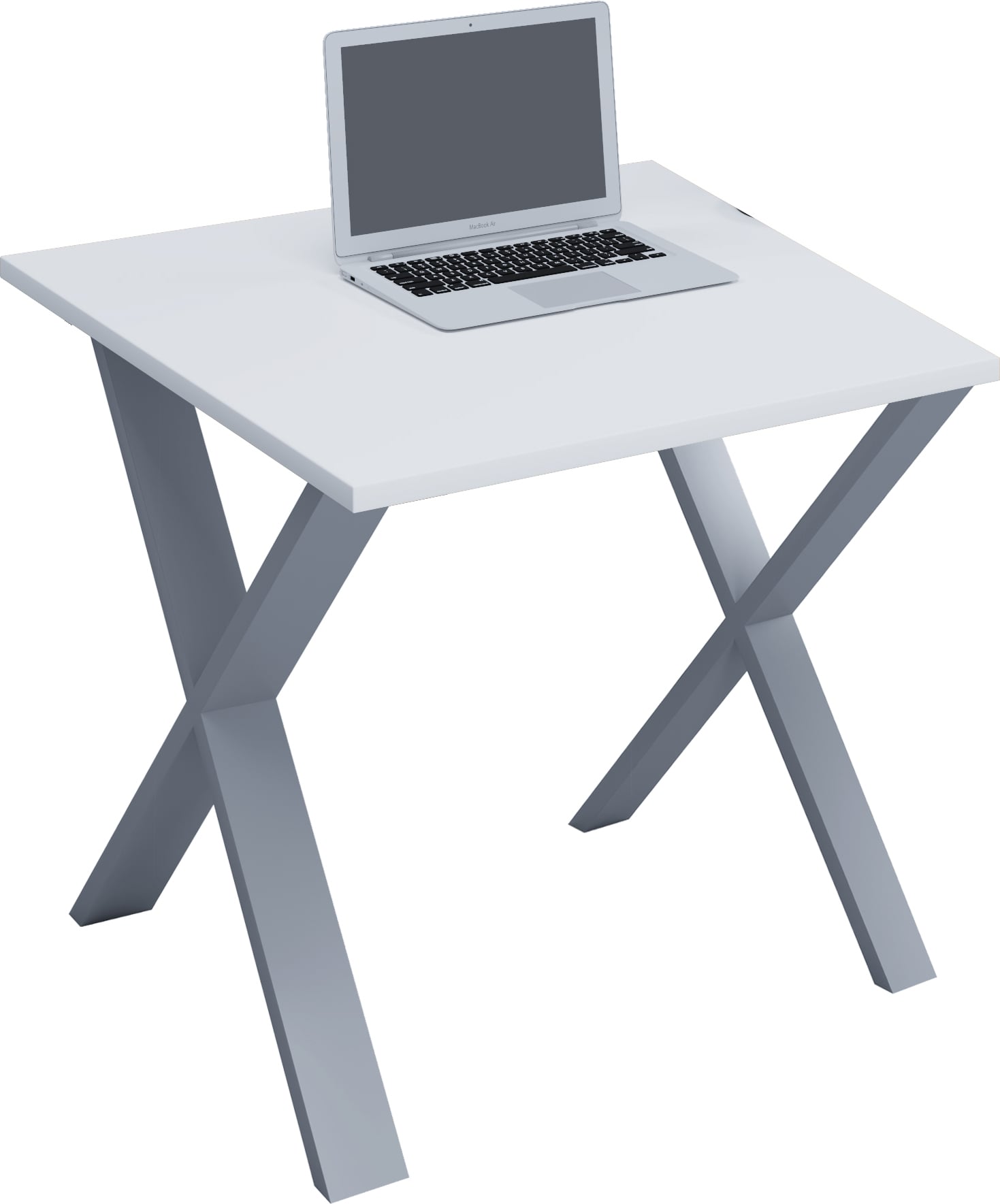 VCM Holz Schreibtisch | H. 76 x B. 80 x T. 80 cm | Computertisch schlicht | F&uuml;&szlig;e aus hochwertigem Metall | Arbeitstisch | B&uuml;rom&ouml;bel - Lona X 