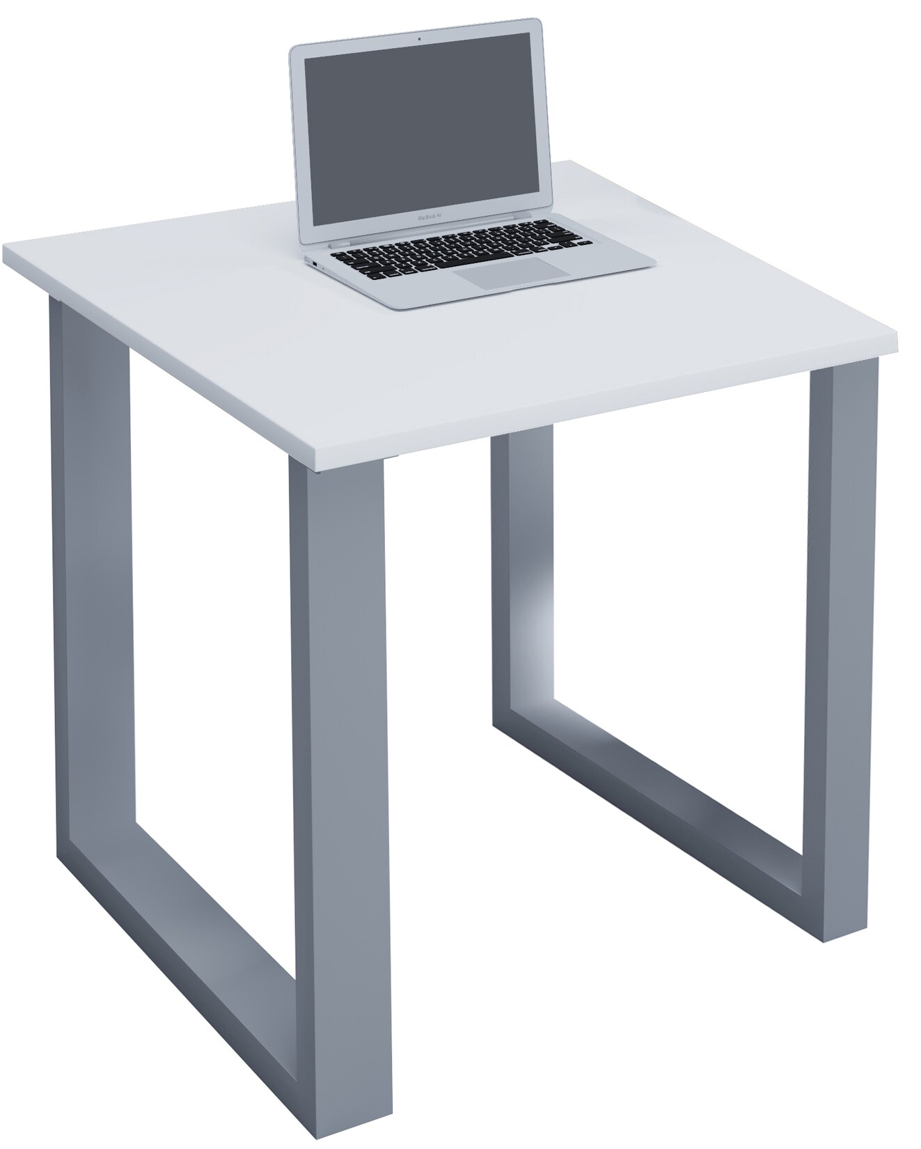 Lona U-Fuß-Schreibtisch - weißes Holz und silbergraues Metall, 80x80, VCM Nordic