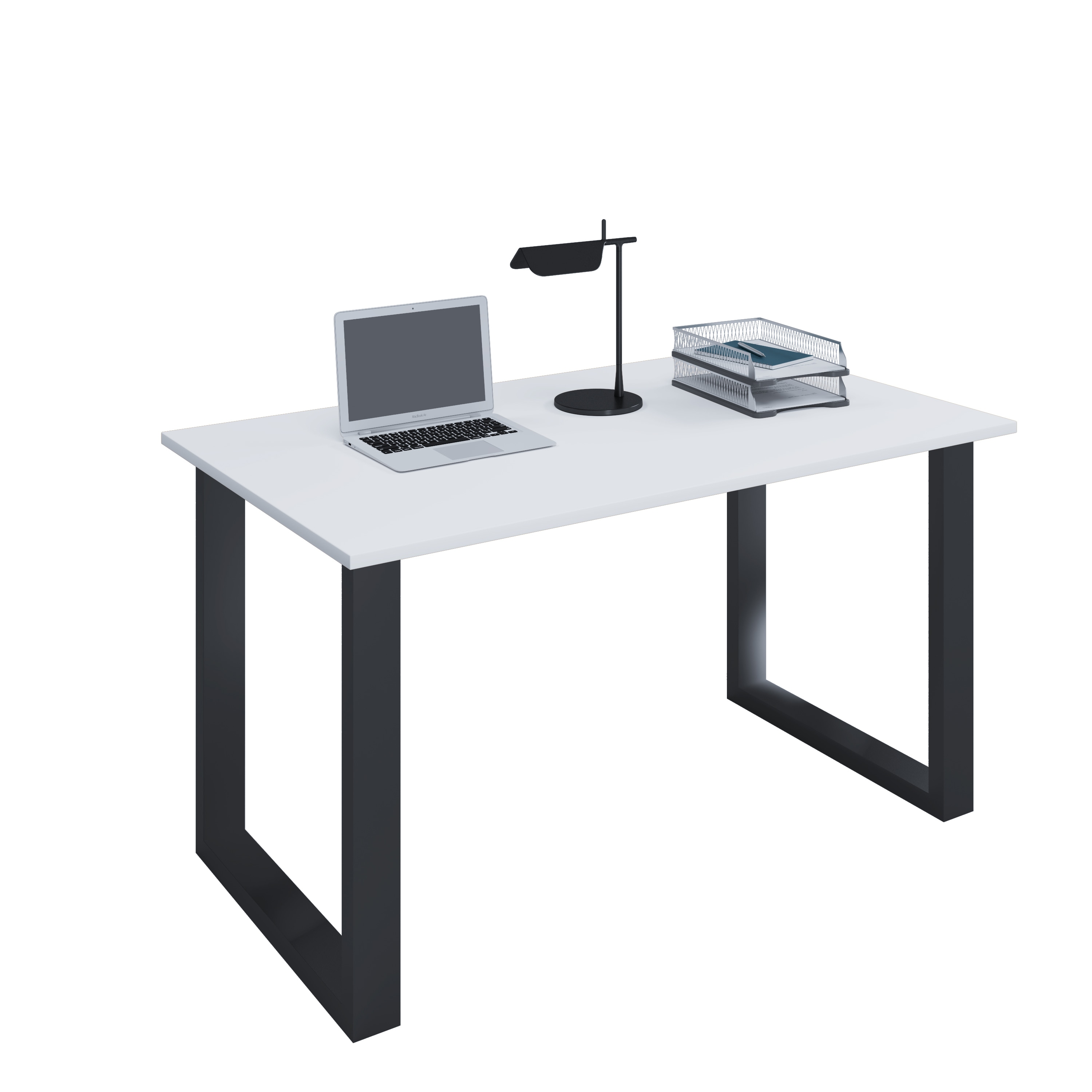 VCM Holz Schreibtisch | H. 76 x B. 80 x T. 80 cm | Computertisch schlicht | F&uuml;&szlig;e aus hochwertigem Metall | Arbeitstisch | B&uuml;rom&ouml;bel - Lona U 