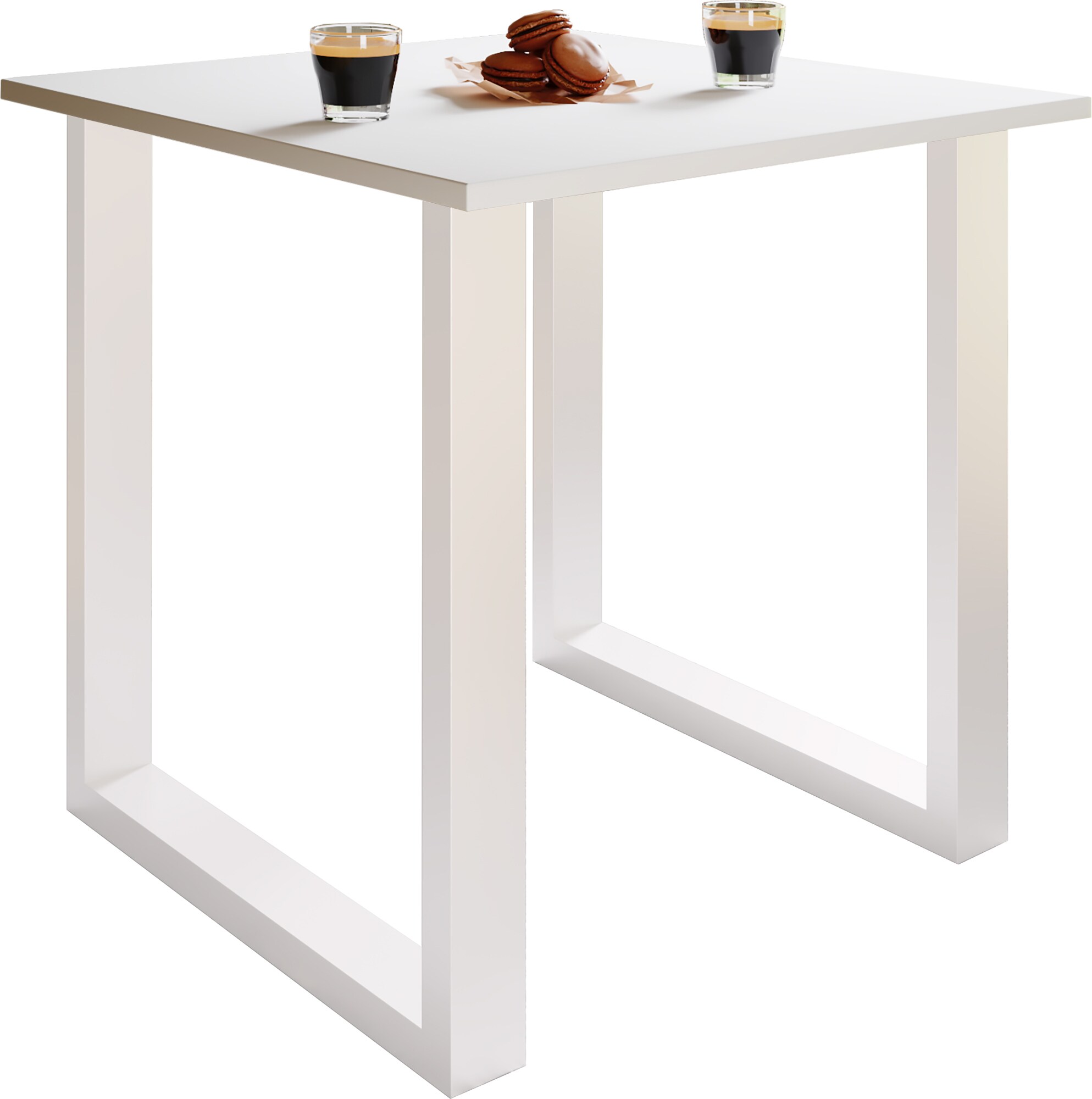 VCM Holz Schreibtisch | H. 76 x B. 80 x T. 80 cm | Computertisch schlicht | F&uuml;&szlig;e aus hochwertigem Metall | Arbeitstisch | B&uuml;rom&ouml;bel - Lona U 