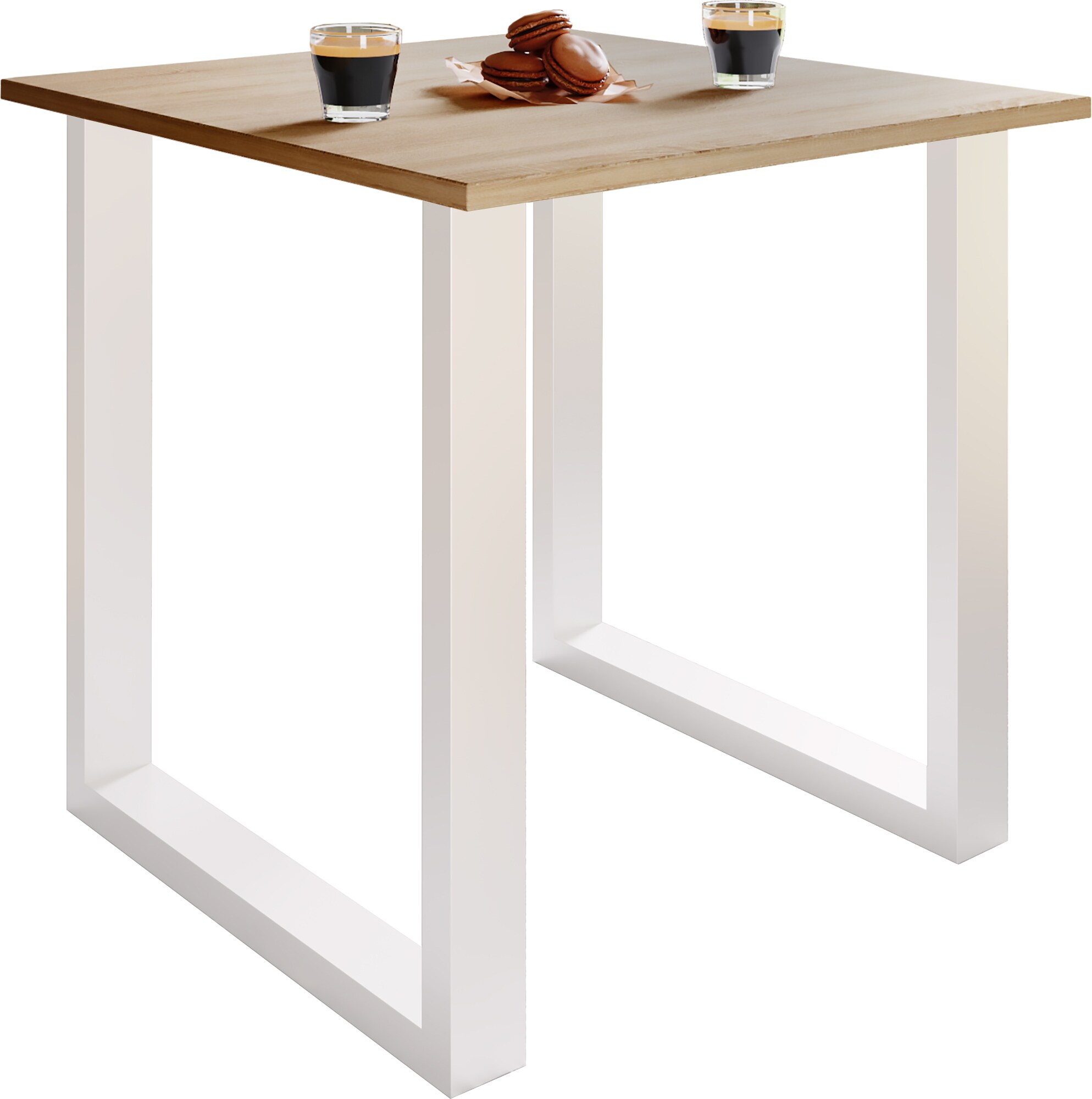 VCM Holz Schreibtisch | H. 76 x B. 80 x T. 80 cm | Computertisch schlicht | F&uuml;&szlig;e aus hochwertigem Metall | Arbeitstisch | B&uuml;rom&ouml;bel - Lona U 