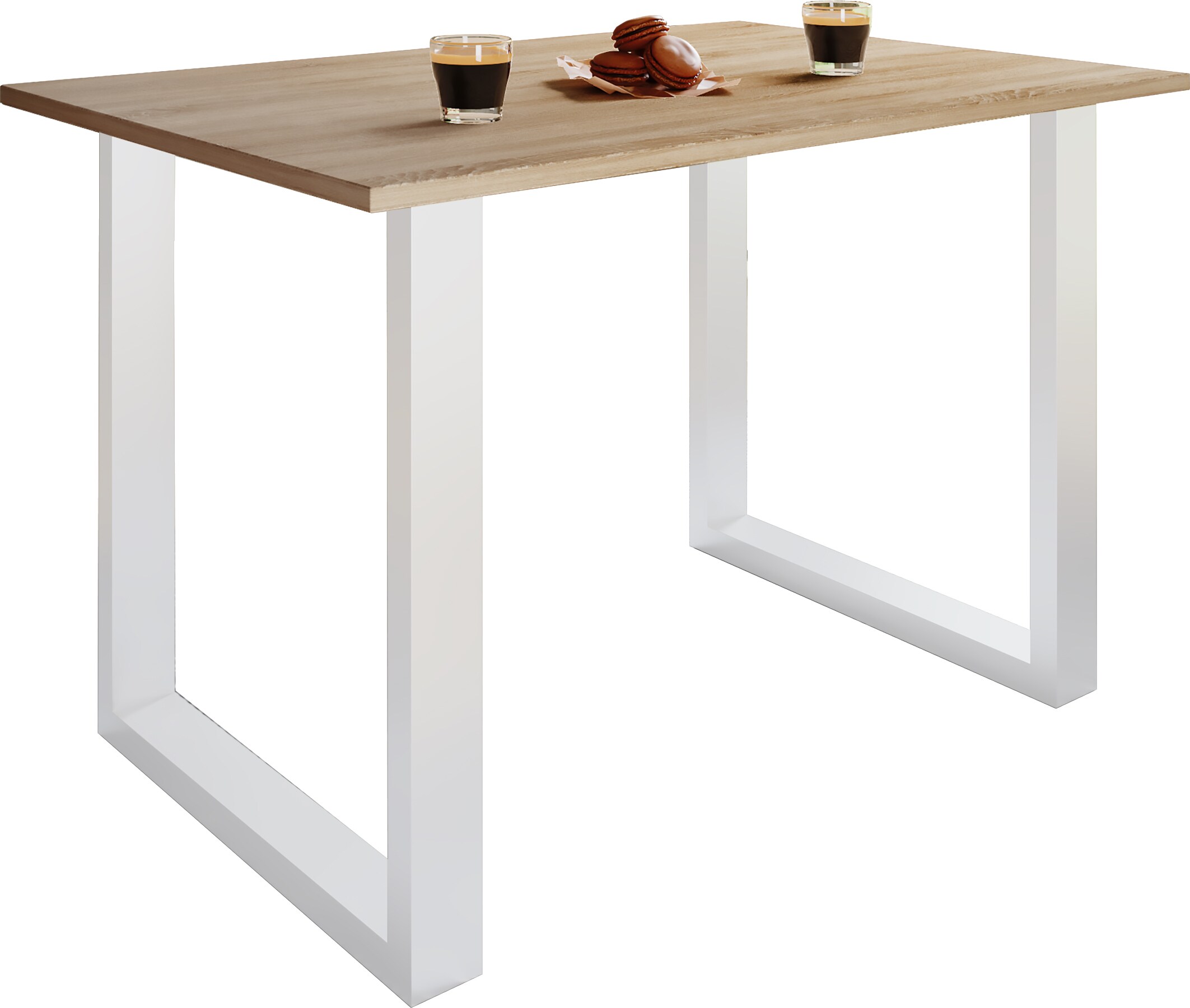 VCM Holz Schreibtisch | H. 76 x B. 110 x T. 80 cm | Computertisch schlicht | F&uuml;&szlig;e aus hochwertigem Metall | Arbeitstisch | B&uuml;rom&ouml;bel - Lona U 