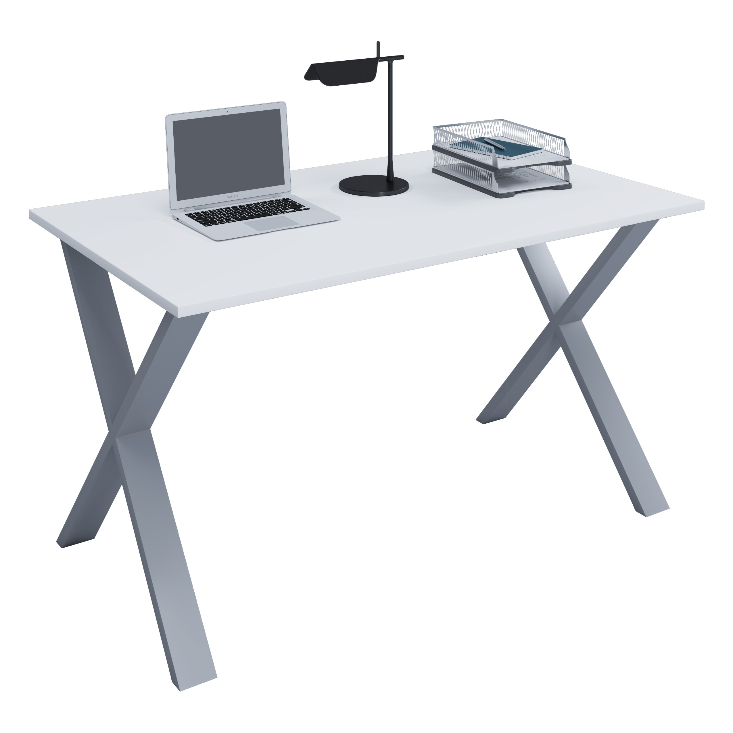 VCM Holz Schreibtisch | H. 76 x B. 140 x T. 80 cm | Computertisch schlicht | F&uuml;&szlig;e aus hochwertigem Metall | Arbeitstisch | B&uuml;rom&ouml;bel - Lona X 