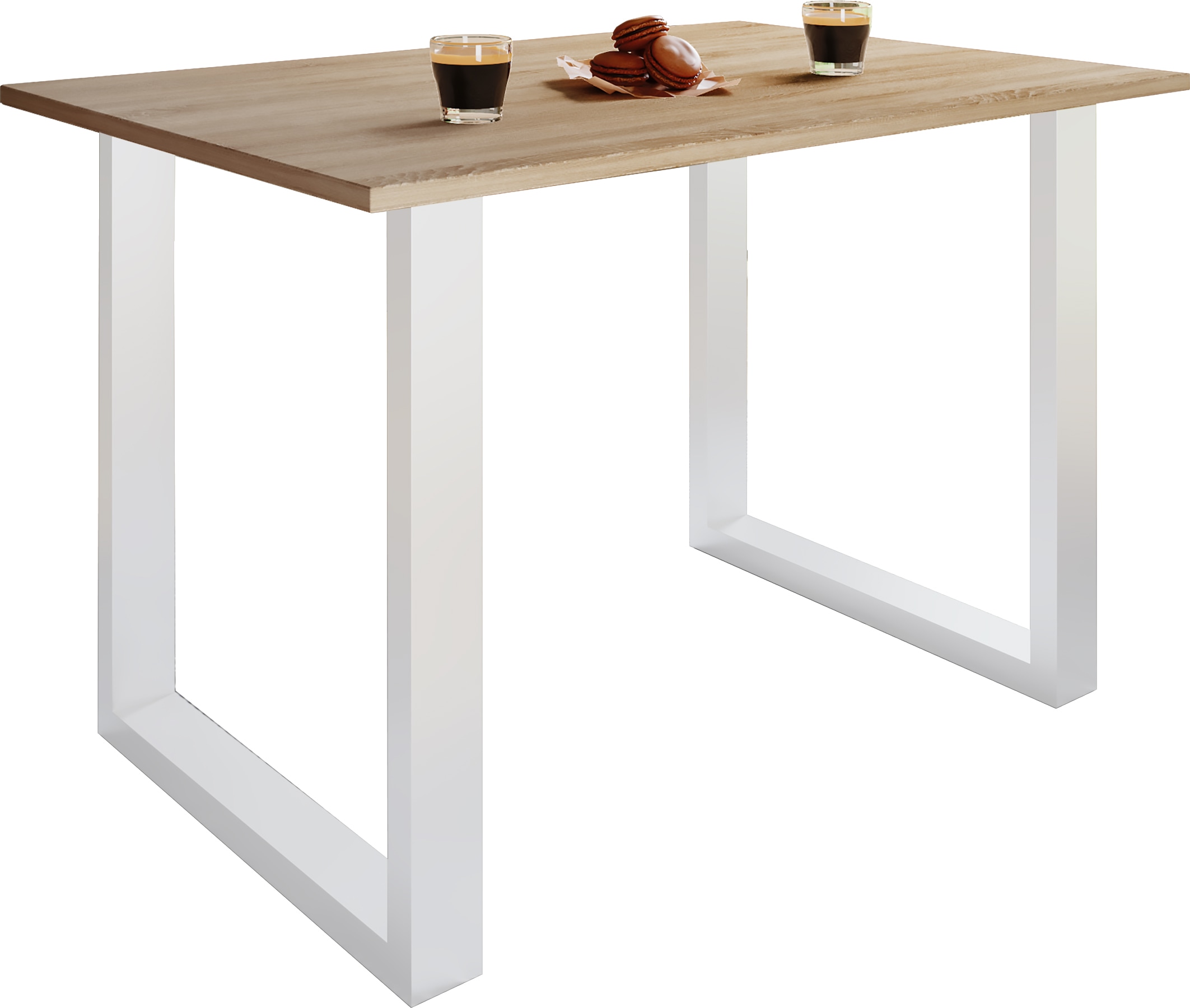 VCM Holz Schreibtisch | H. 76 x B. 140 x T. 80 cm | Computertisch schlicht | F&uuml;&szlig;e aus hochwertigem Metall | Arbeitstisch | B&uuml;rom&ouml;bel - Lona U 