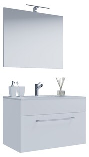 VCM 3-tlg. Waschplatz Waschtisch | Waschbecken Unterschrank Breite 60 cm | Badmöbel Set hängend mit einer Schublade Spiegel | Badinos 