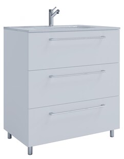 VCM 2-tlg. Waschplatz Waschtisch | Waschbecken Unterschrank Breite 80 cm | Badmöbel Set stehend | 3 Schubladen | Badinos 