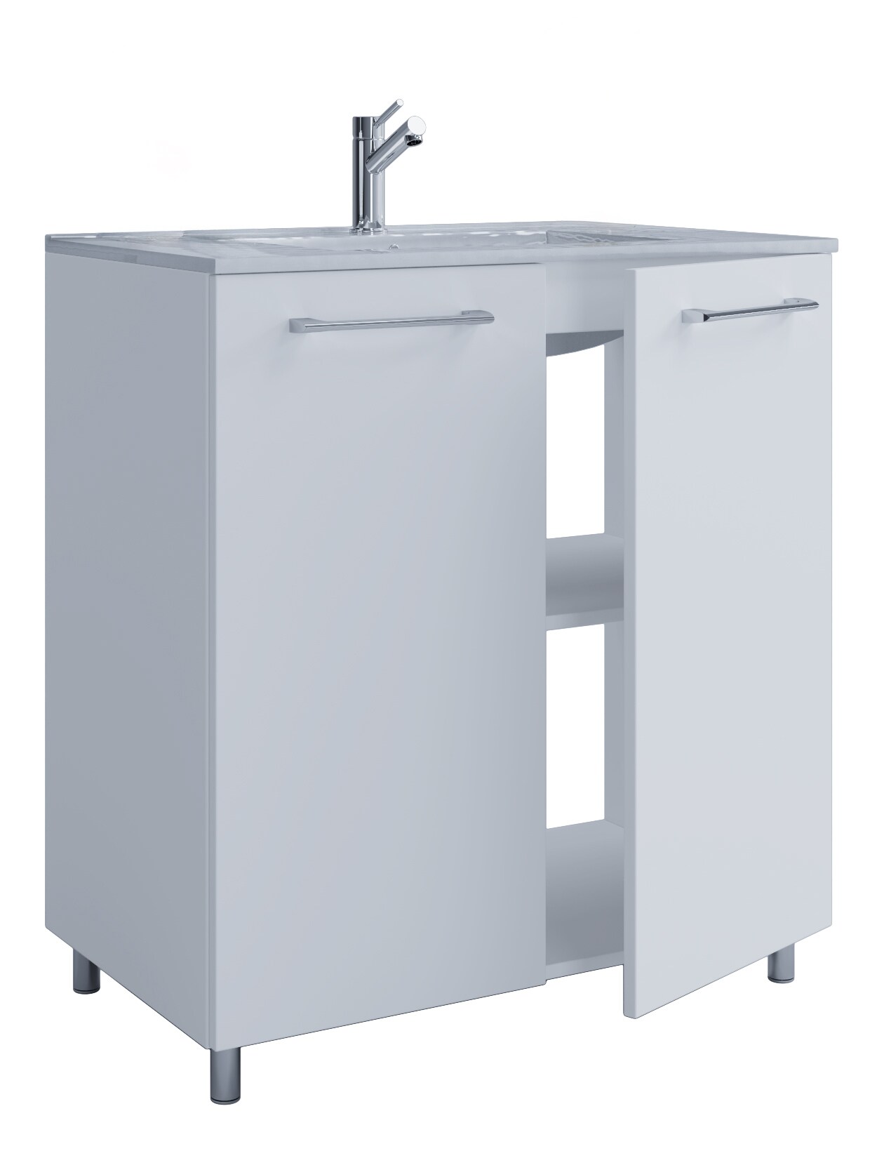 VCM 2-tlg. Waschplatz Waschtisch | Waschbecken Unterschrank Breite 80 cm | Badm&ouml;bel Set stehend | Badinos 