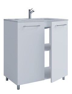 VCM 2-tlg. Waschplatz Waschtisch | Waschbecken Unterschrank Breite 80 cm | Badmöbel Set stehend | Badinos 