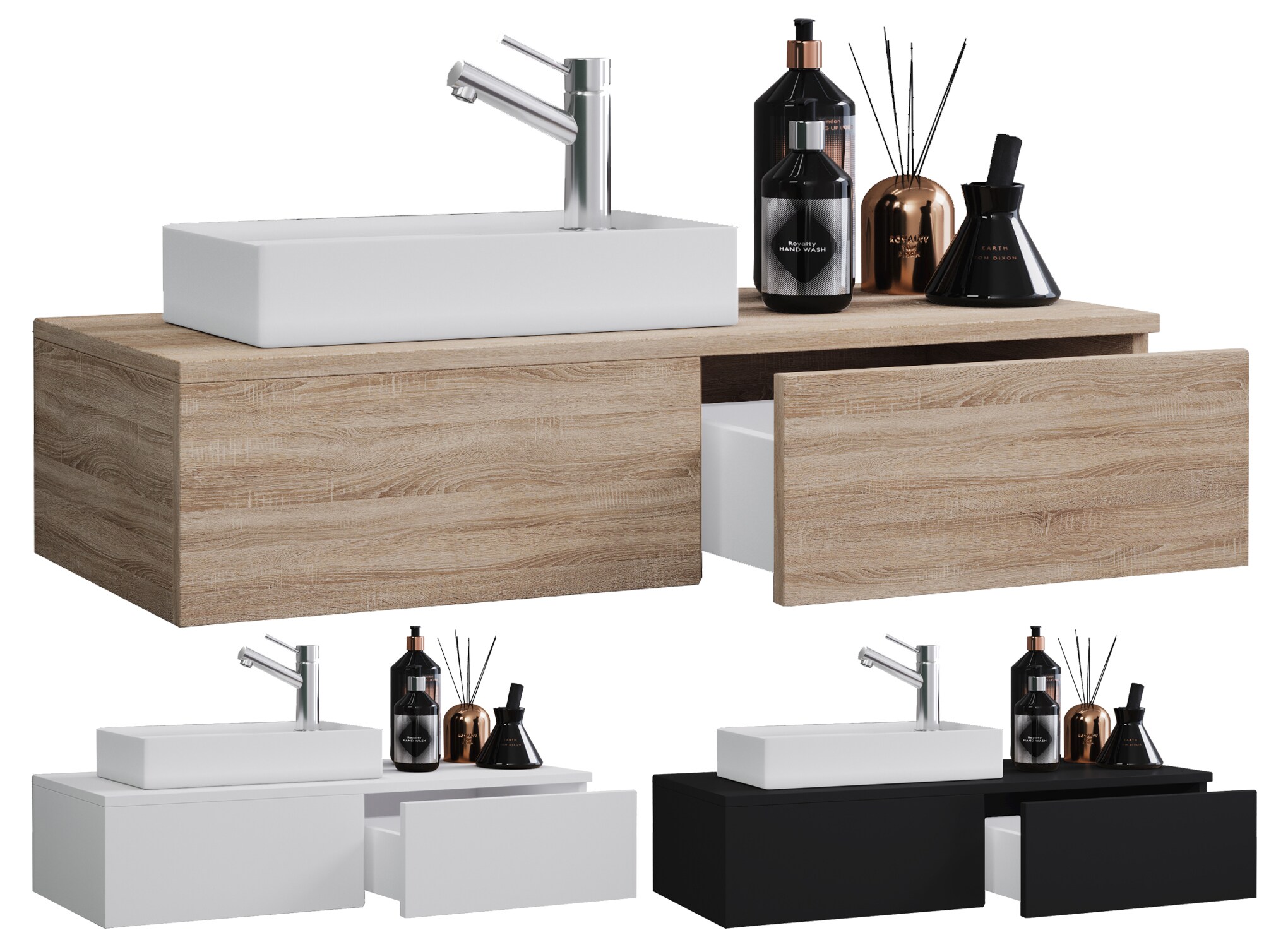 VCM 2-tlg Set | Waschplatz f&uuml;r G&auml;ste WC | G&auml;stebad | Waschtisch Toilette | Badm&ouml;bel Badezimmer Set - Gudas 