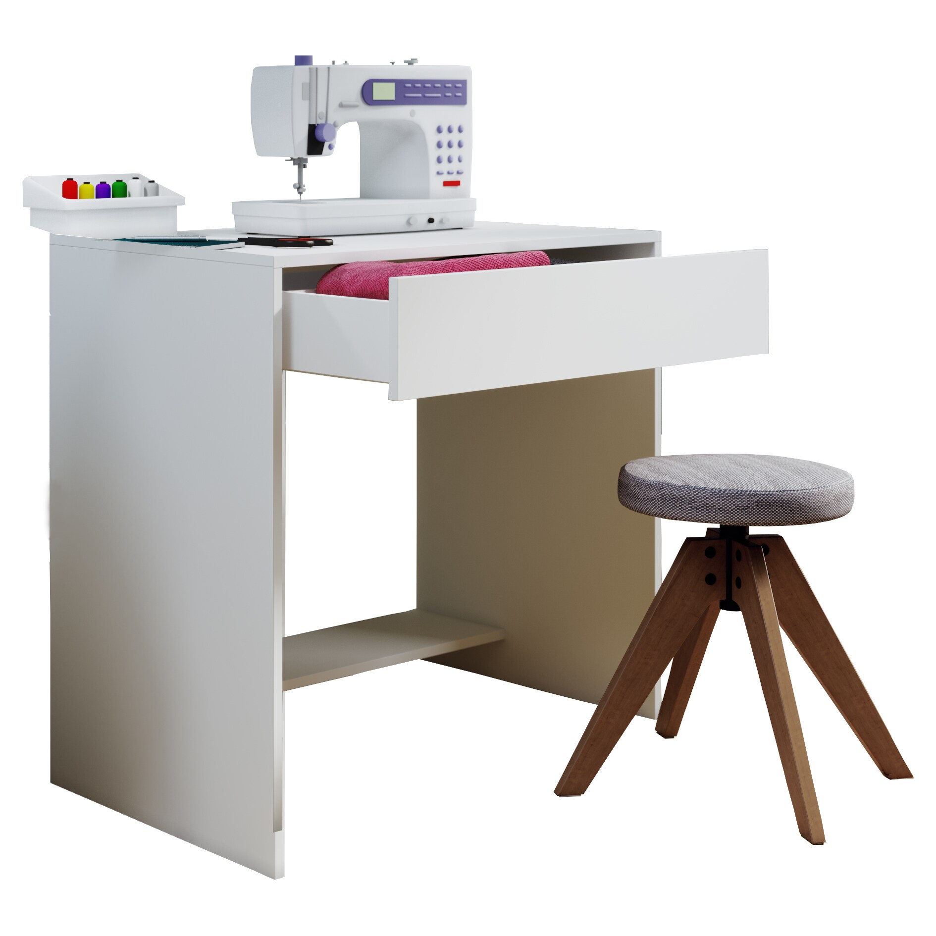 VCM Holz Schreibtisch | Computertisch mit Schublade  | H. 75 x B. 77 x T. 50 cm | B&uuml;rom&ouml;bel Nitolda 