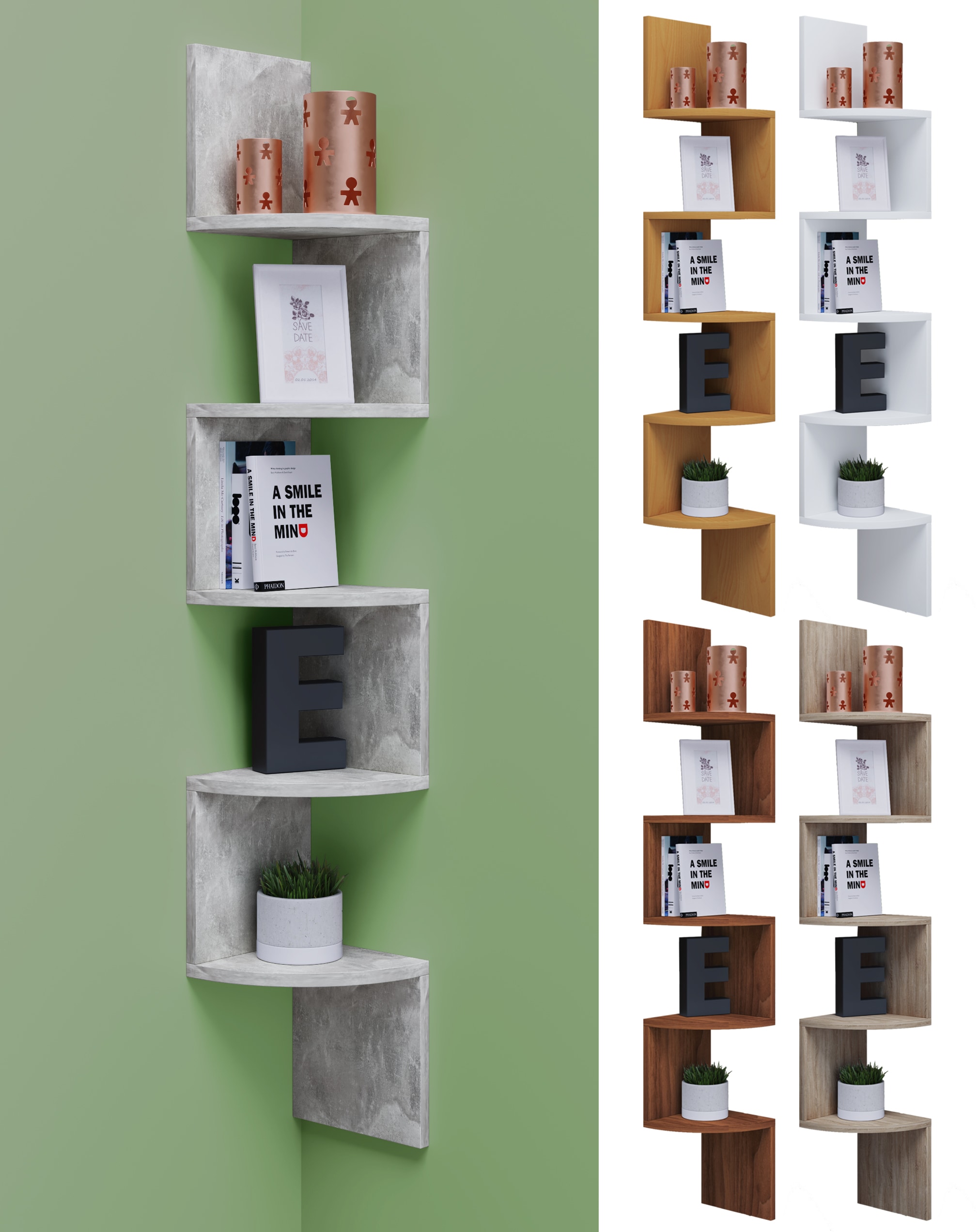 VCM Holzregal h&auml;ngend | platzsparendes Regal | Ma&szlig;e:  H. 123 x B. 20 x T. 20 cm | Elegantes Regal h&auml;ngend | Aufbewahrungsregal | B&uuml;cherregal | Wandregal - Mintis 